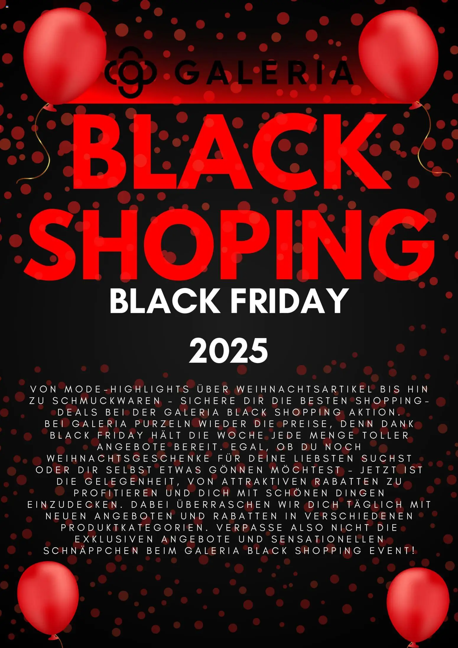 Galeria Karstadt Kaufhof - Black Friday - Ankündigung – gültig ab 17.11.2025 | Seite: 1