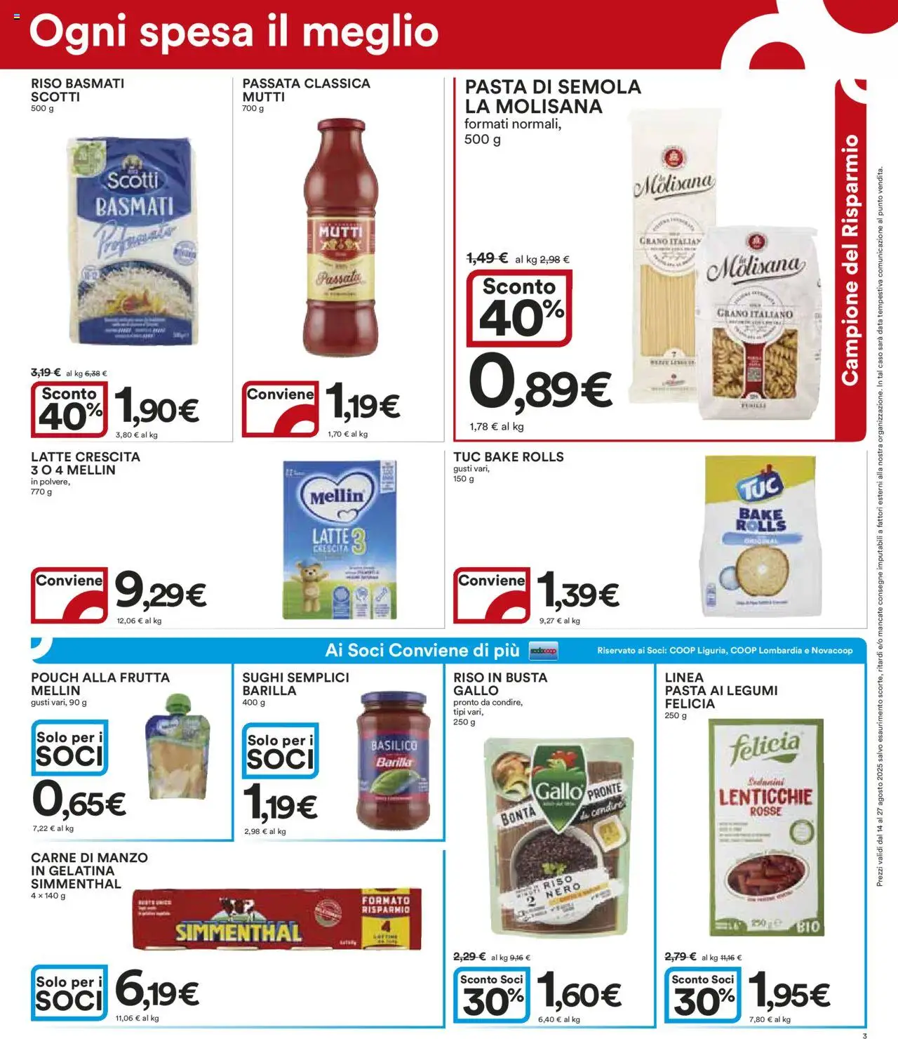 Volantino Ipercoop del 14.08.2025 | Pagina: 3 | Prodotti: Riso, Data, Basilico, Mutti