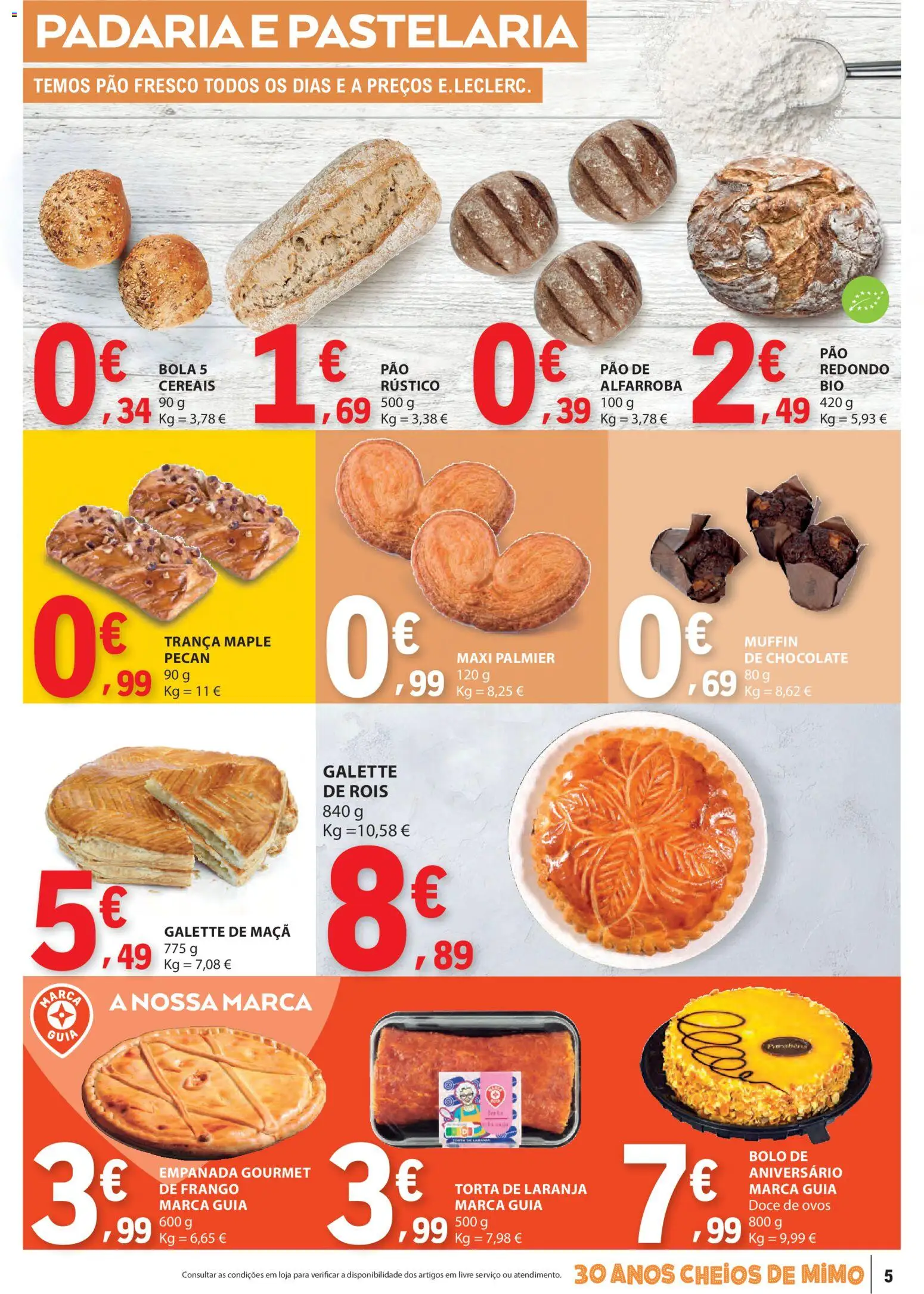 E.Leclerc folheto │ válido de 12.03.2026 | Página: 5 | Produtos: Padaria, Bolo, Ovos, Chocolate