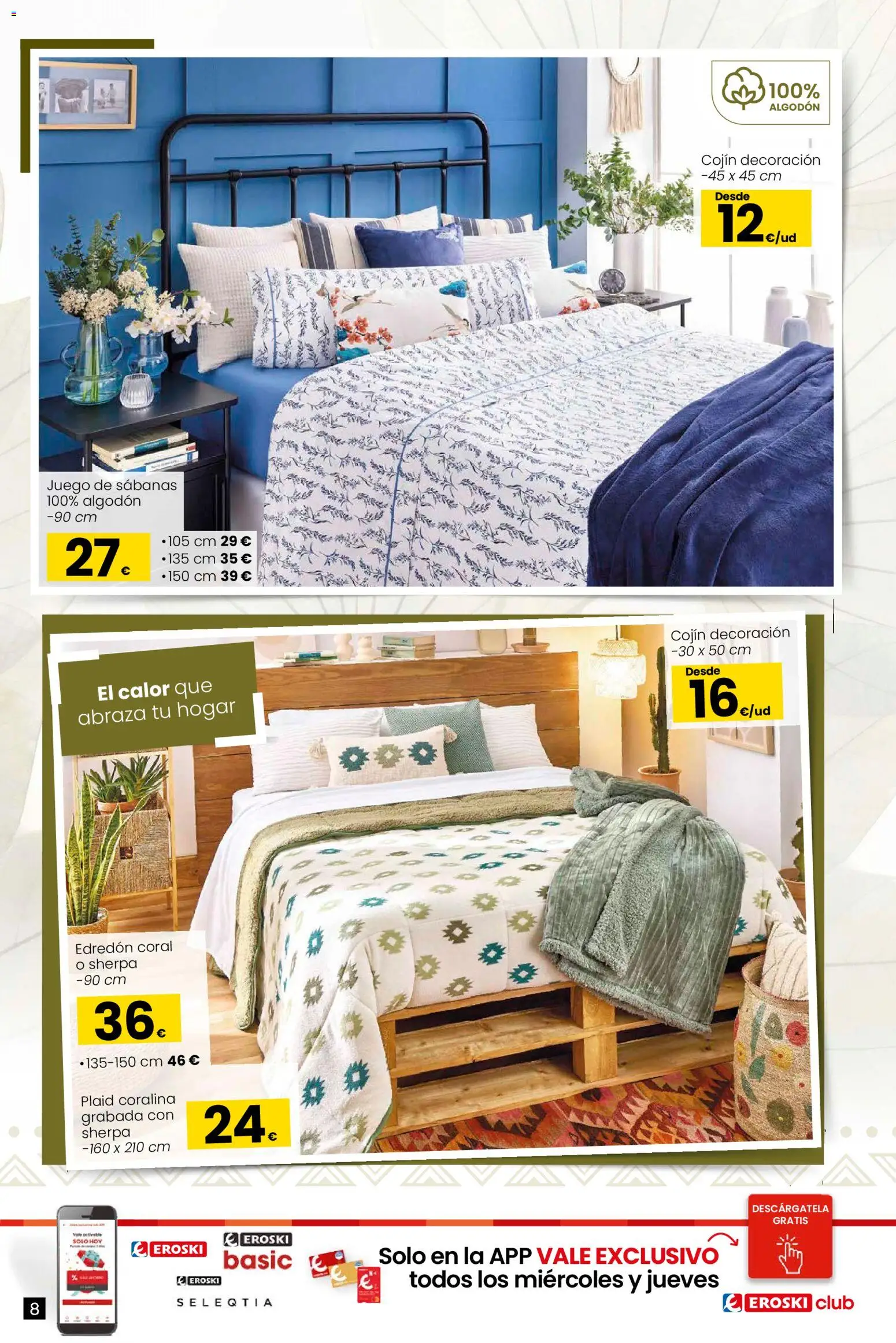 Eroski - Qué a gusto │ válido desde el 07.01.2026 | Página: 8 | Productos: Edredón, Juego de sábanas, Cojín