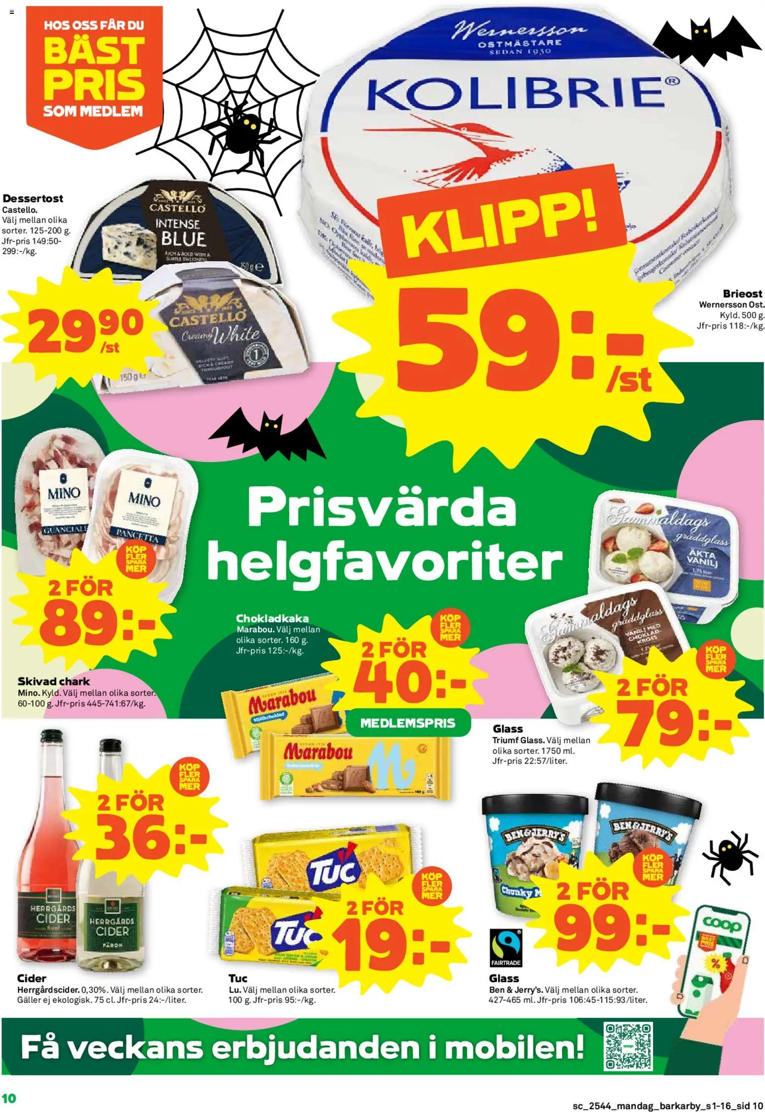 Coop Forum reklamblad aktuell från 27.10.2025 | Sida: 10 | Produkter: Chokladkaka, Galler, Choklad, Glass