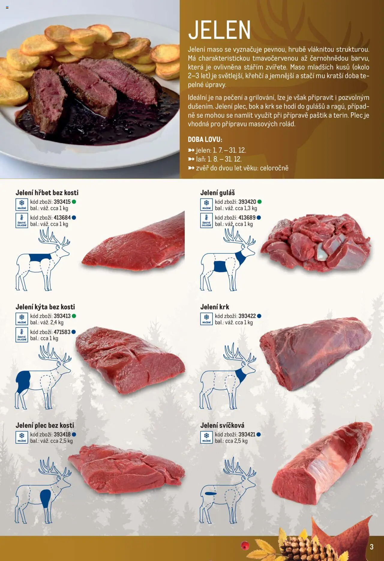 Makro leták - Zvěřina od 25.11.2024 | Strana: 3 | Produkty: Jelen, Maso, Guláš, Kýta
