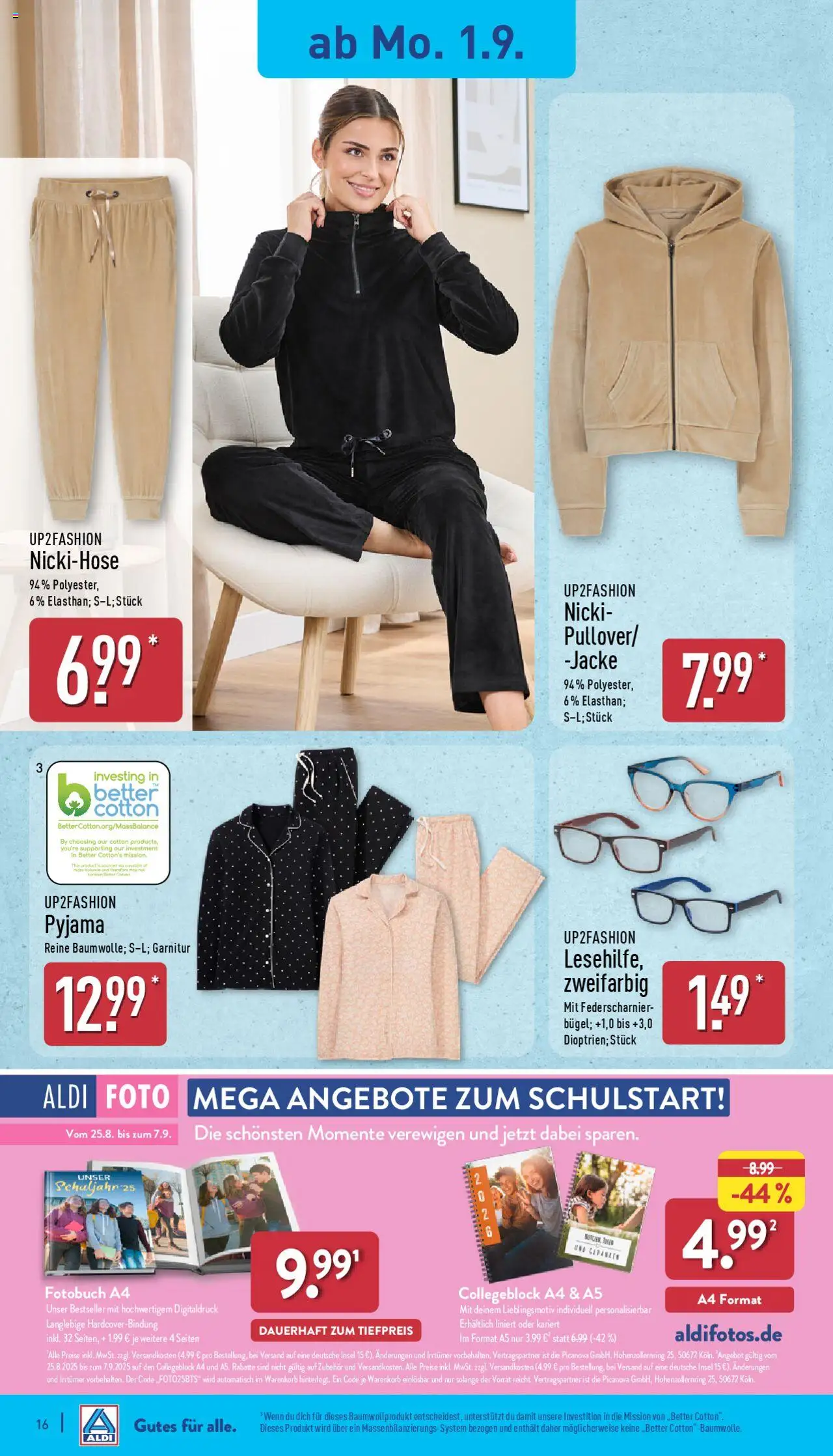 Aldi Prospekt 	 - gültig ab dem 01.09.2025 | Seite: 16 | Produkte: Up2fashion, Jacke, Pyjama