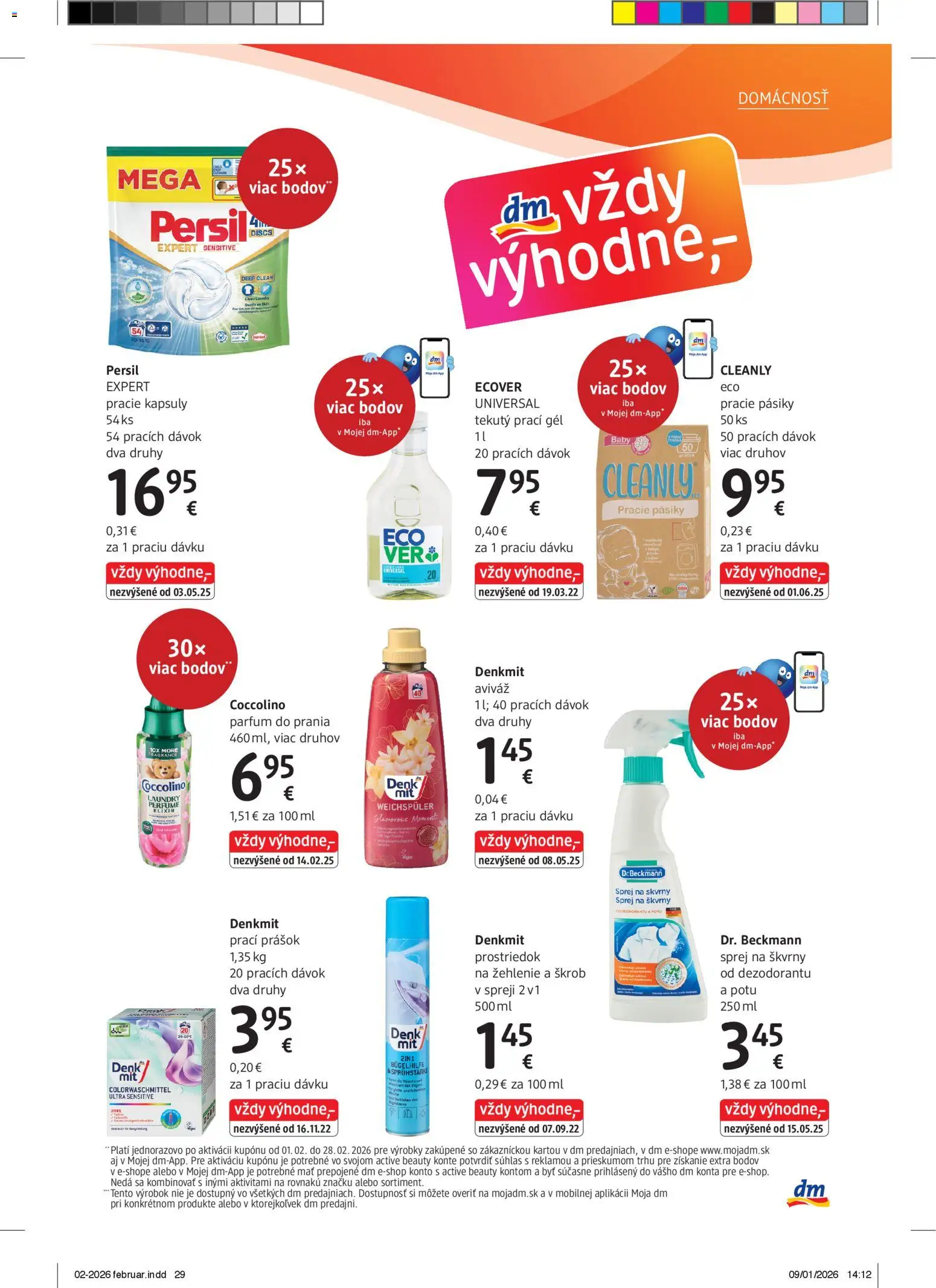 Nové dm drogerie akcie – leták je platný od 01.02.2026 | Strana: 29 | Produkty: Persil, Prací prášok, Aviváž, Coccolino