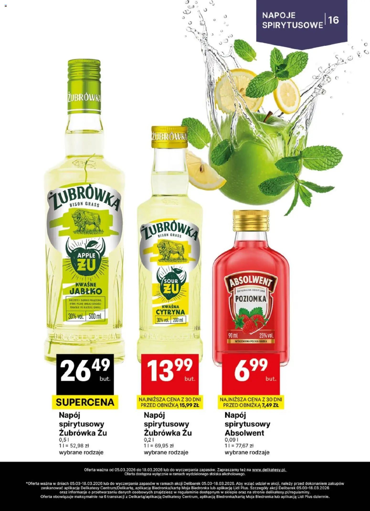 Delikatesy Centrum gazetka - DeliBarek od 05.03.2026 | Strona: 16 | Produkty: Cytryna, Napoje, Delikatesy, Żubrówka