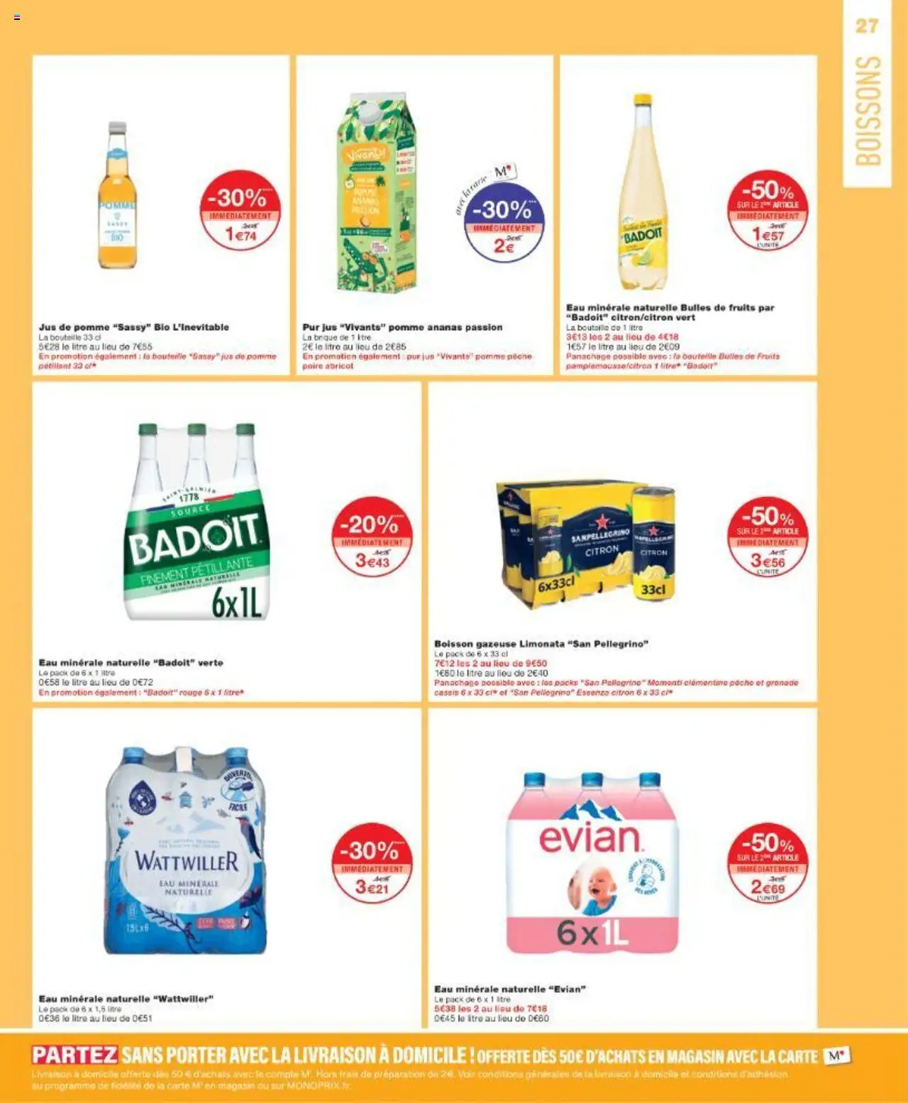 | Page: 27 | Produits: Clémentine, Pêche, Wattwiller eau minerale naturelle, Jus