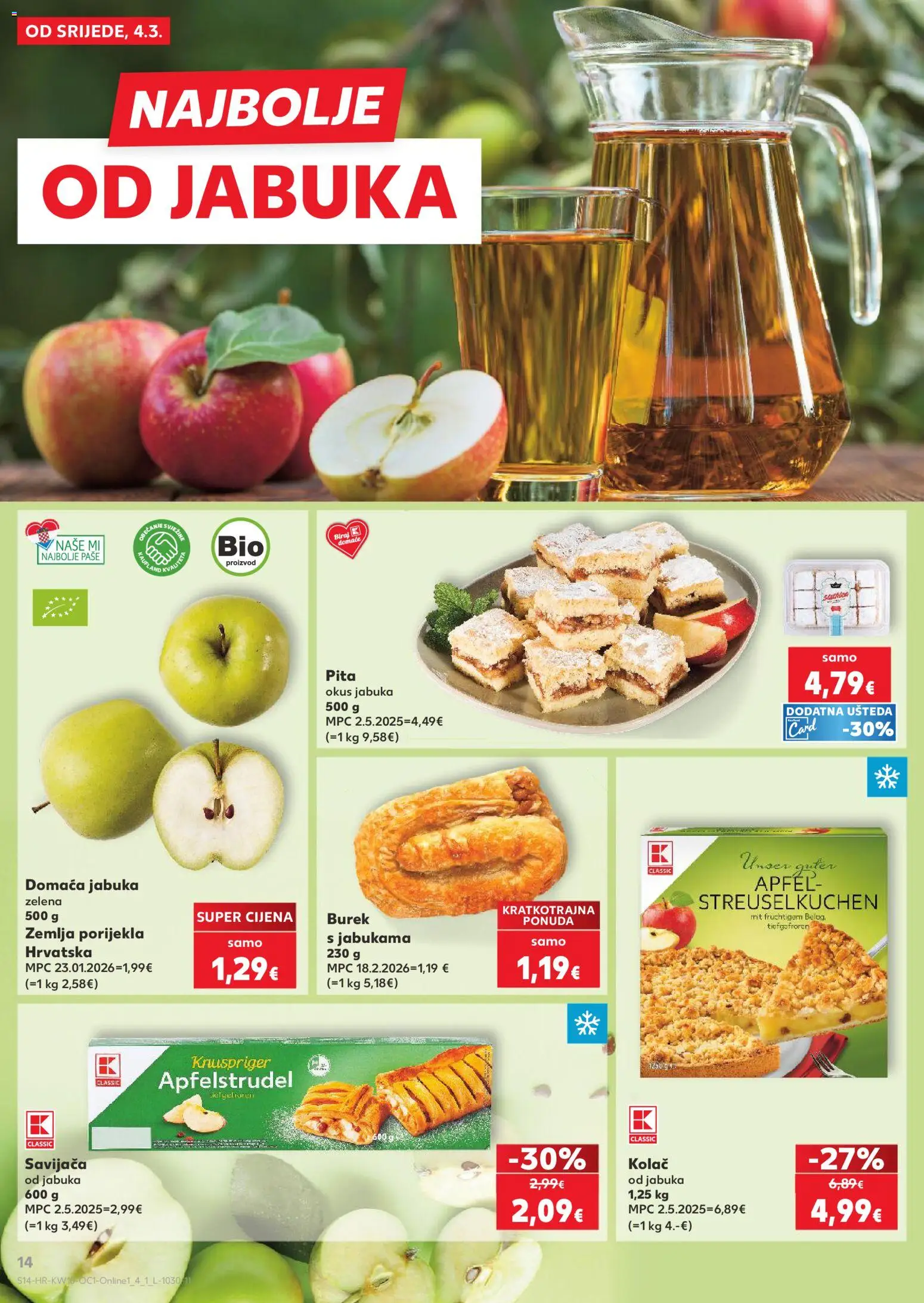 Kaufland katalog | vrijedi od 04.03.2026 | Stranica: 14 | Proizvodi: Pita, Burek, Jabuka