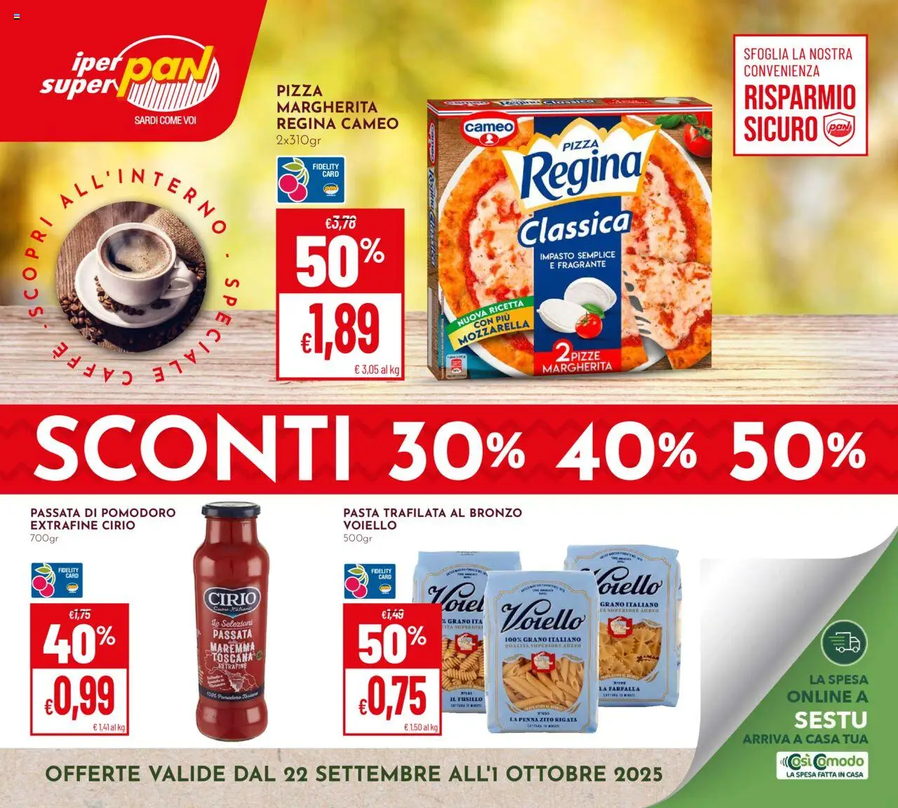 Volantino Pan del 22.09.2025 | Pagina: 1 | Prodotti: Caffè, Pizza, Mozzarella, Pomodoro
