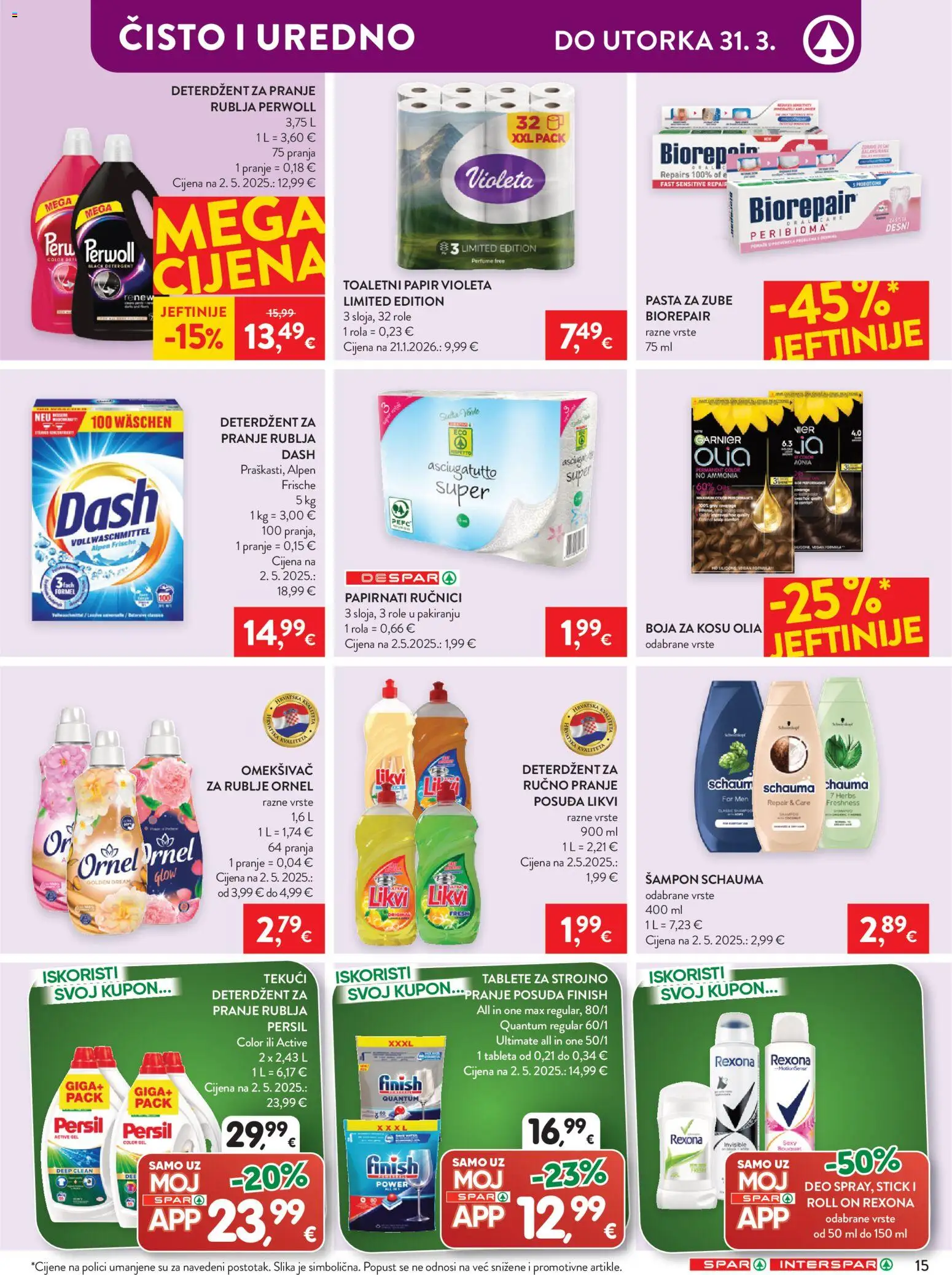 Spar katalog | vrijedi od 25.03.2026 | Stranica: 20 | Proizvodi: Pasta za zube, Omekšivač, Toaletni papir, Garnier