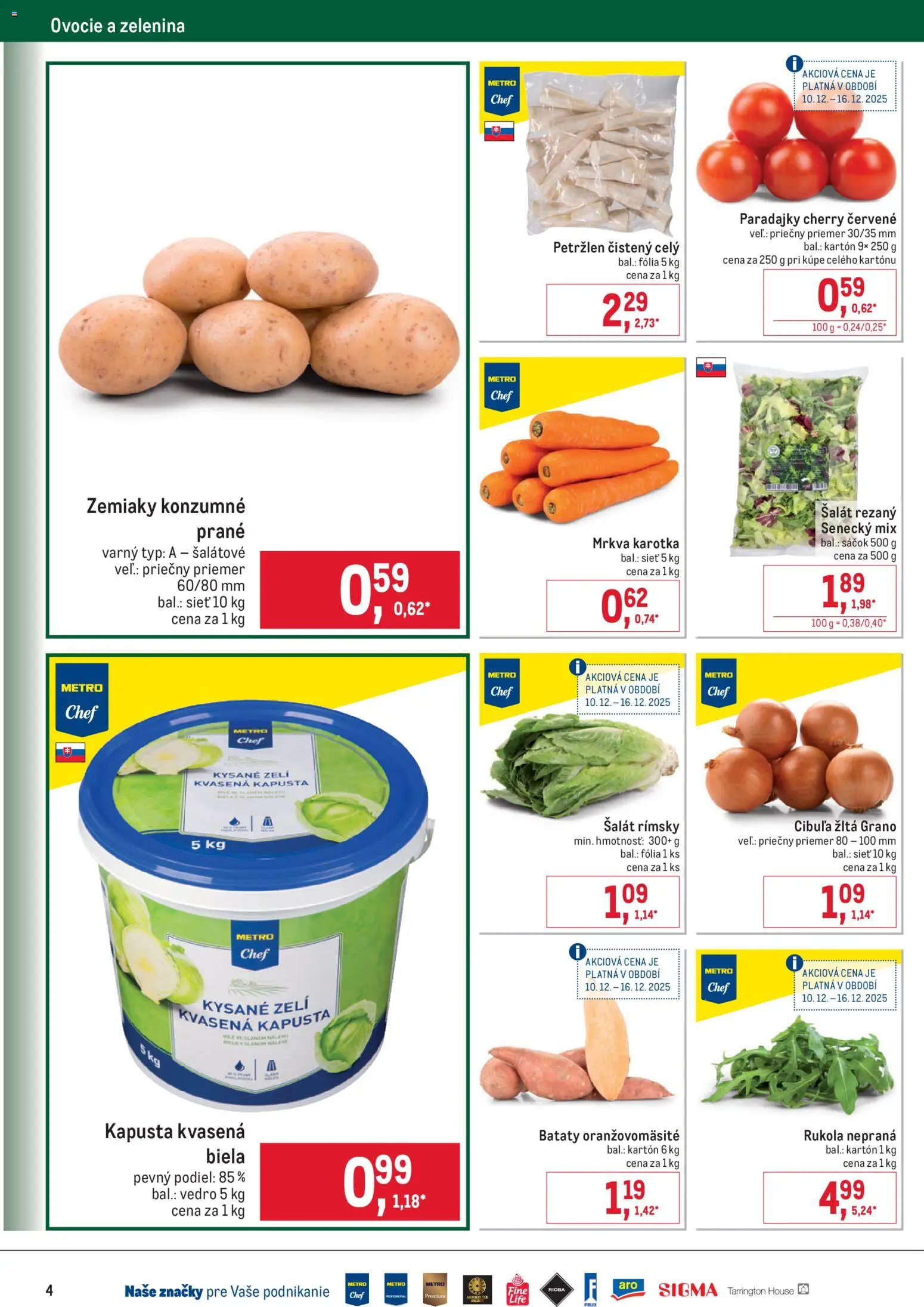 Nové Metro akcie – leták je platný od 10.12.2025 | Strana: 4 | Produkty: Kapusta, Paradajky, Mrkva, Cibuľa