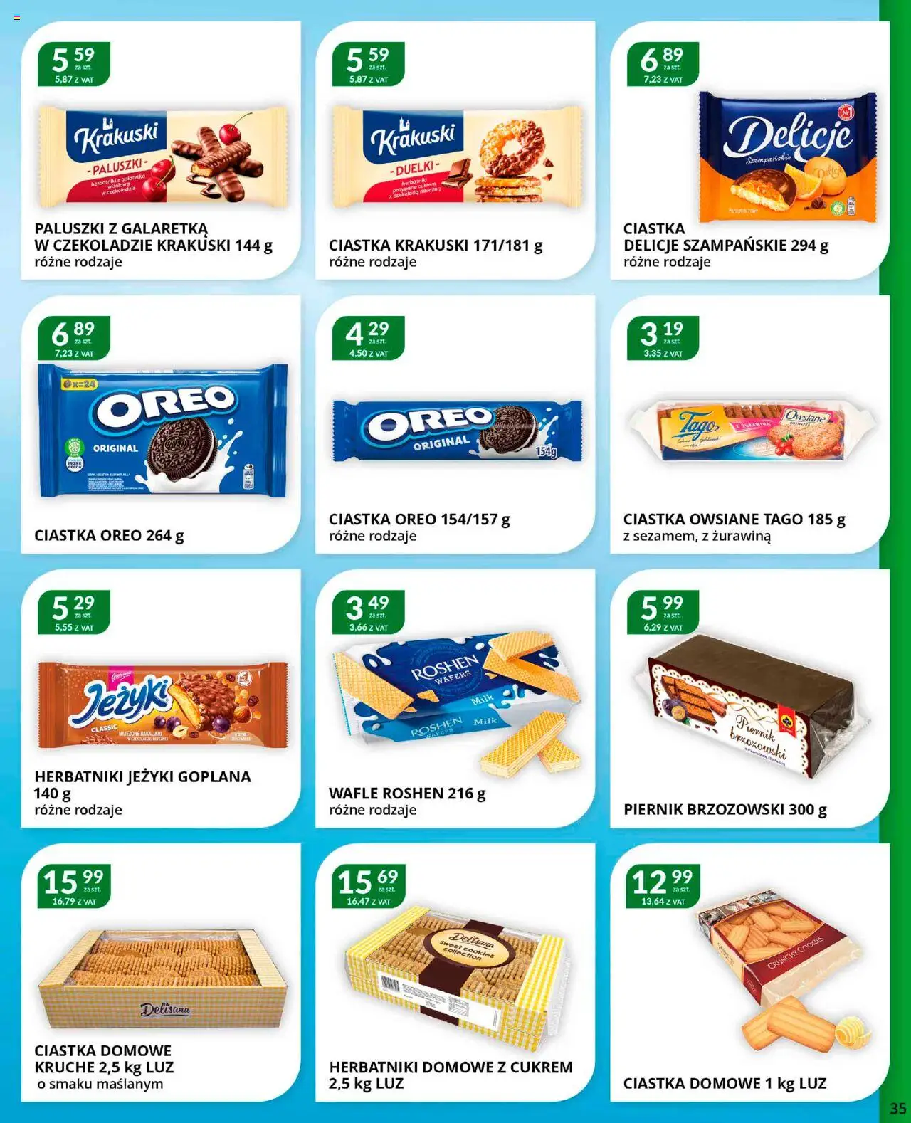 Eurocash Gazetka od 22.09.2025 | Strona: 35 | Produkty: Galaretka, Ciastka Oreo, Paluszki, Czekolada