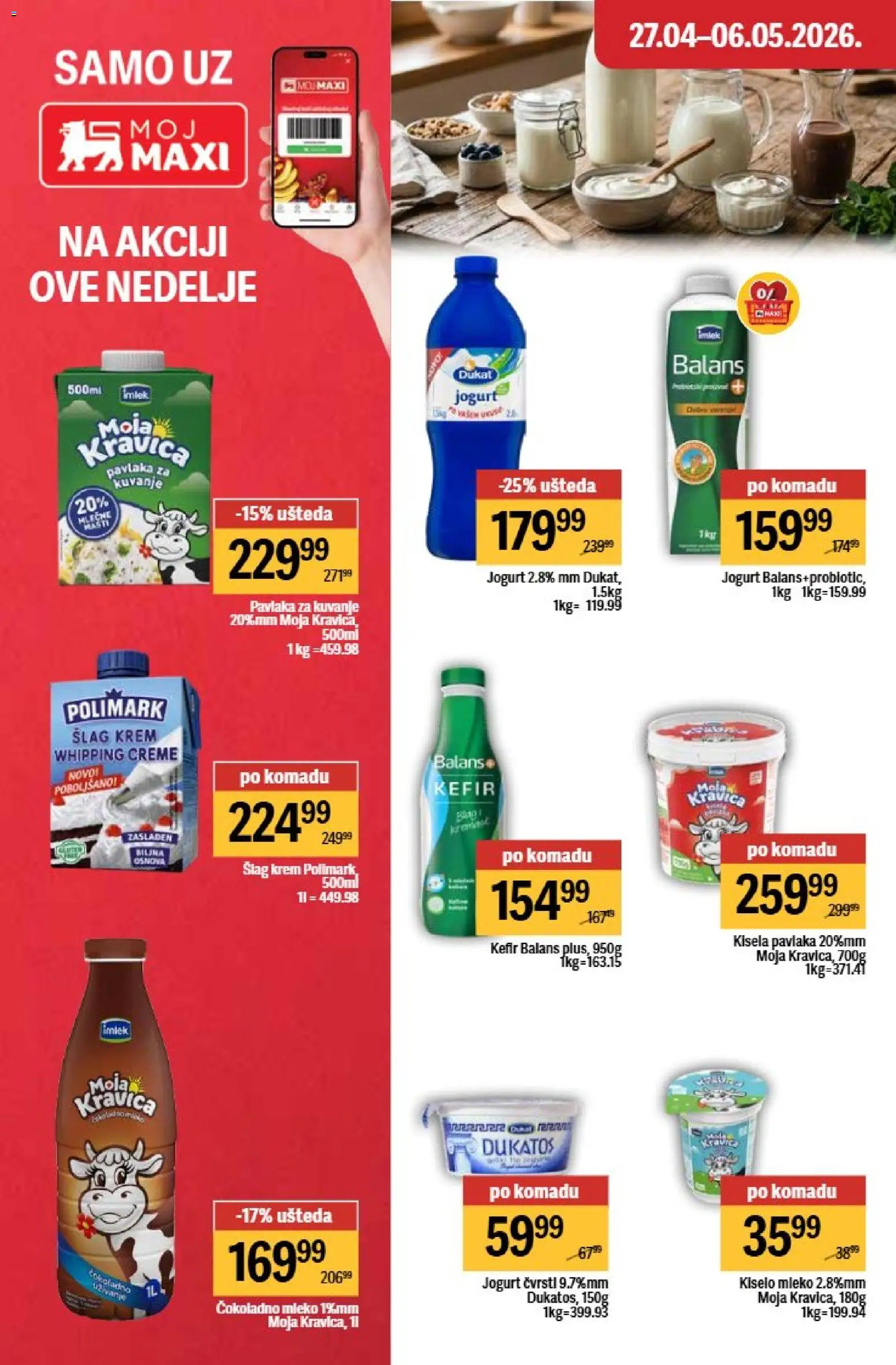 Maxi katalog - važi od 27.04.2026 | Strana: 28 | Proizvode: Kisela pavlaka, Dukatos, Mleko, Jogurt