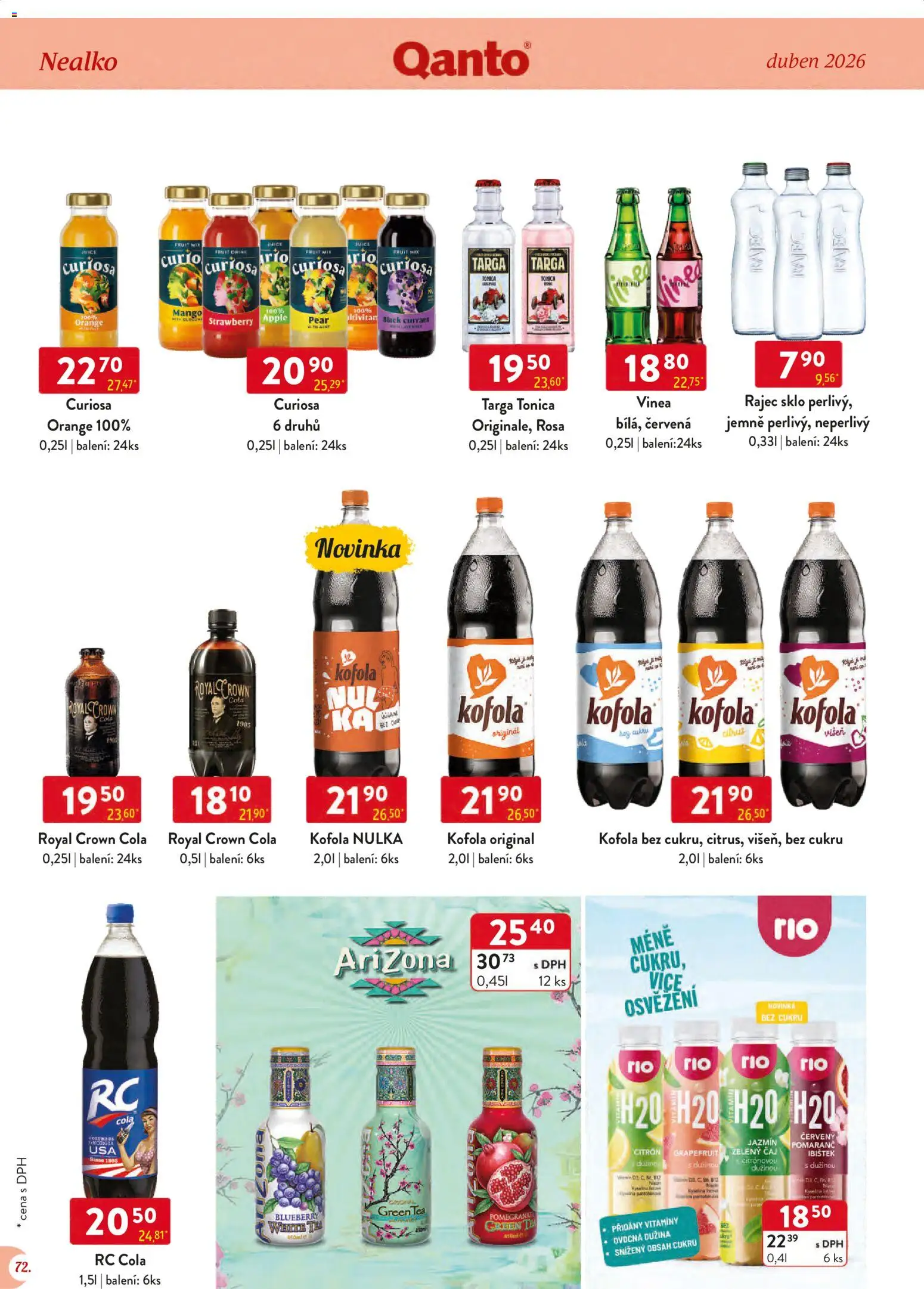 Astur & Qanto leták - Velkoobchod 04/2026 od 01.04.2026 | Strana: 72 | Produkty: Čaj, Royal Crown Cola, RC Cola, Cola