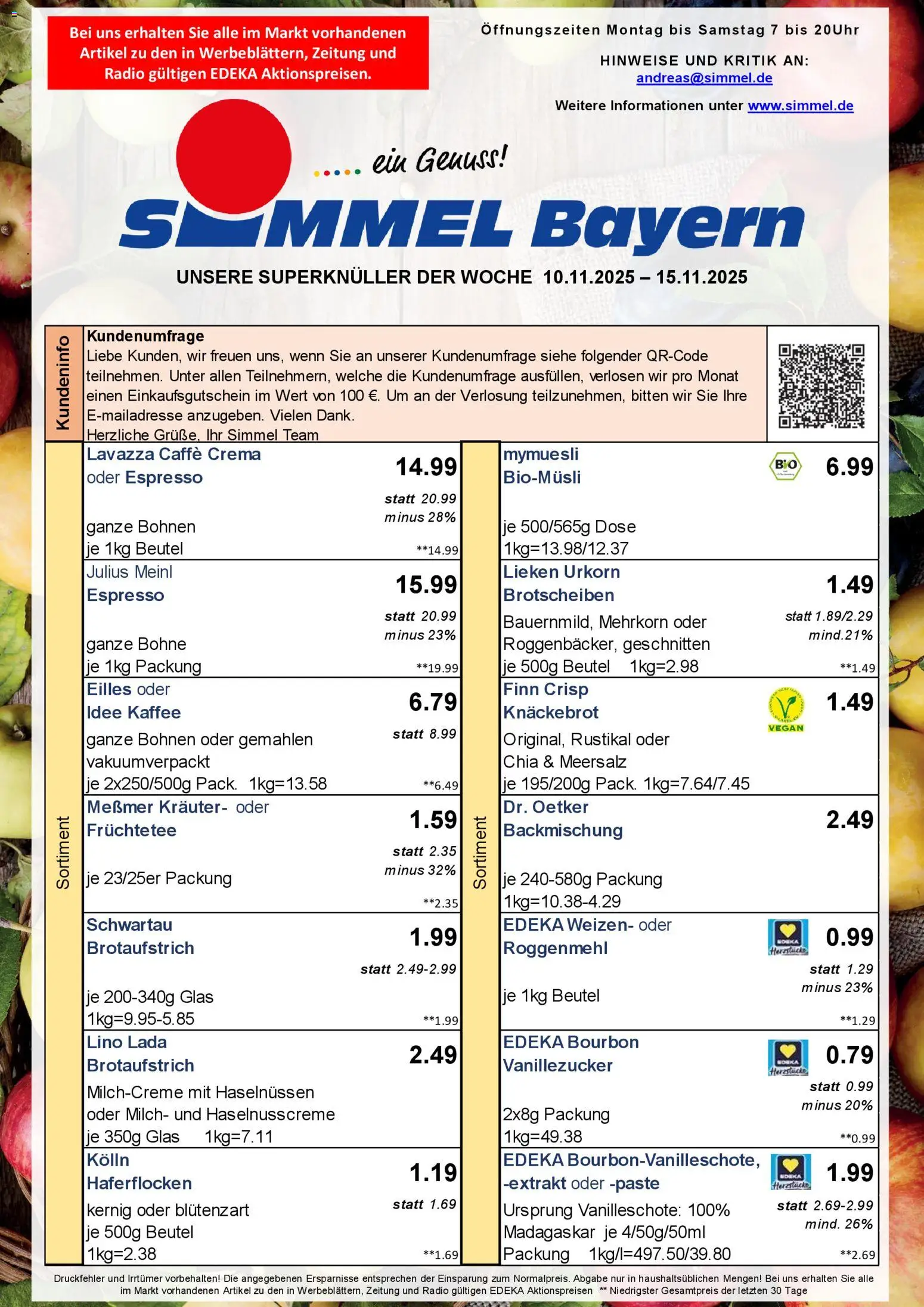 Simmel - Bayern – gültig ab 10.11.2025 | Seite: 1 | Produkte: Lavazza, Milch, Kaffee, Radio