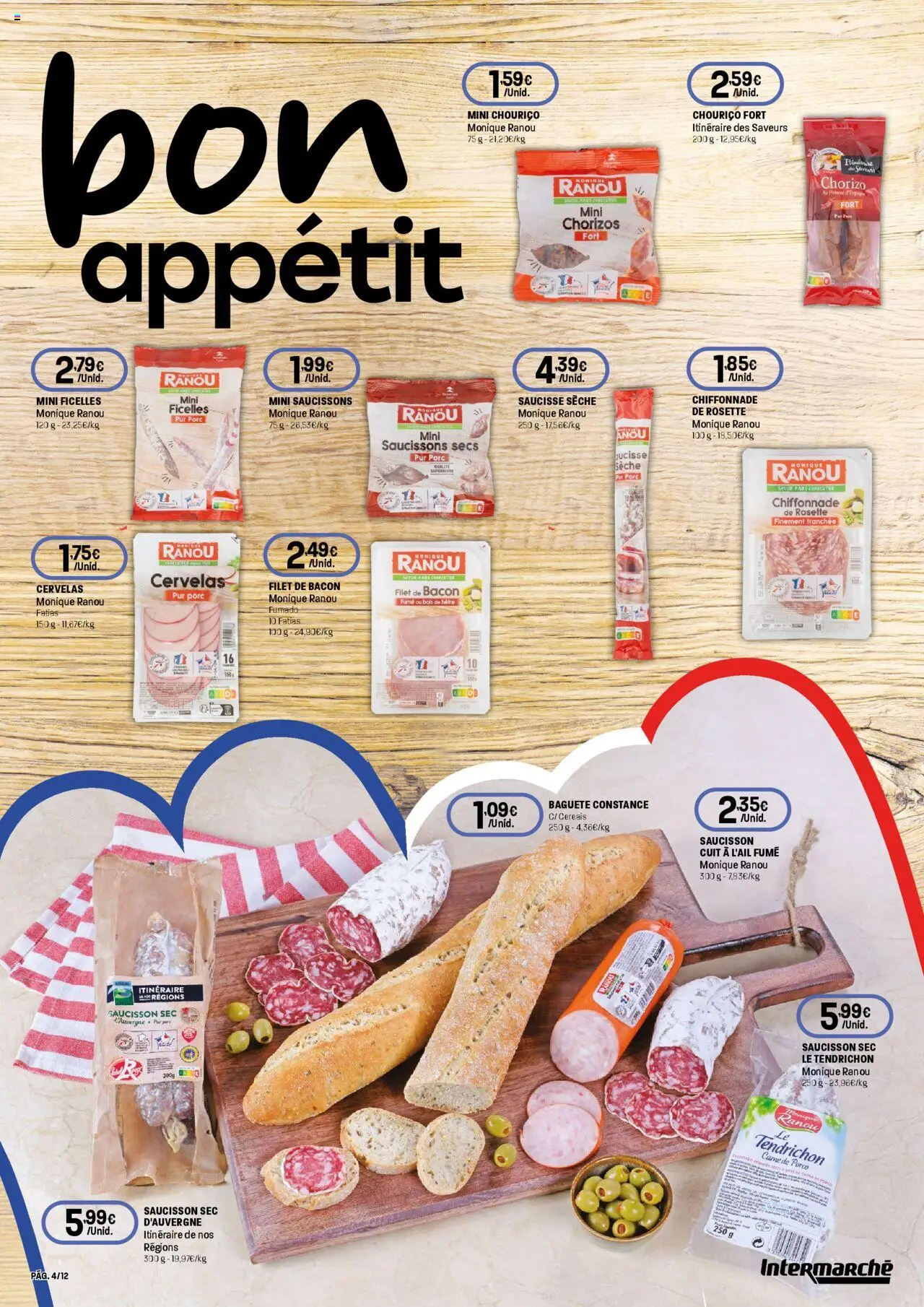 Intermarché -  Produtos Franceses │ válido de 07.08.2025 | Página: 4 | Produtos: Bacon, Chouriço, Carne, Cereais