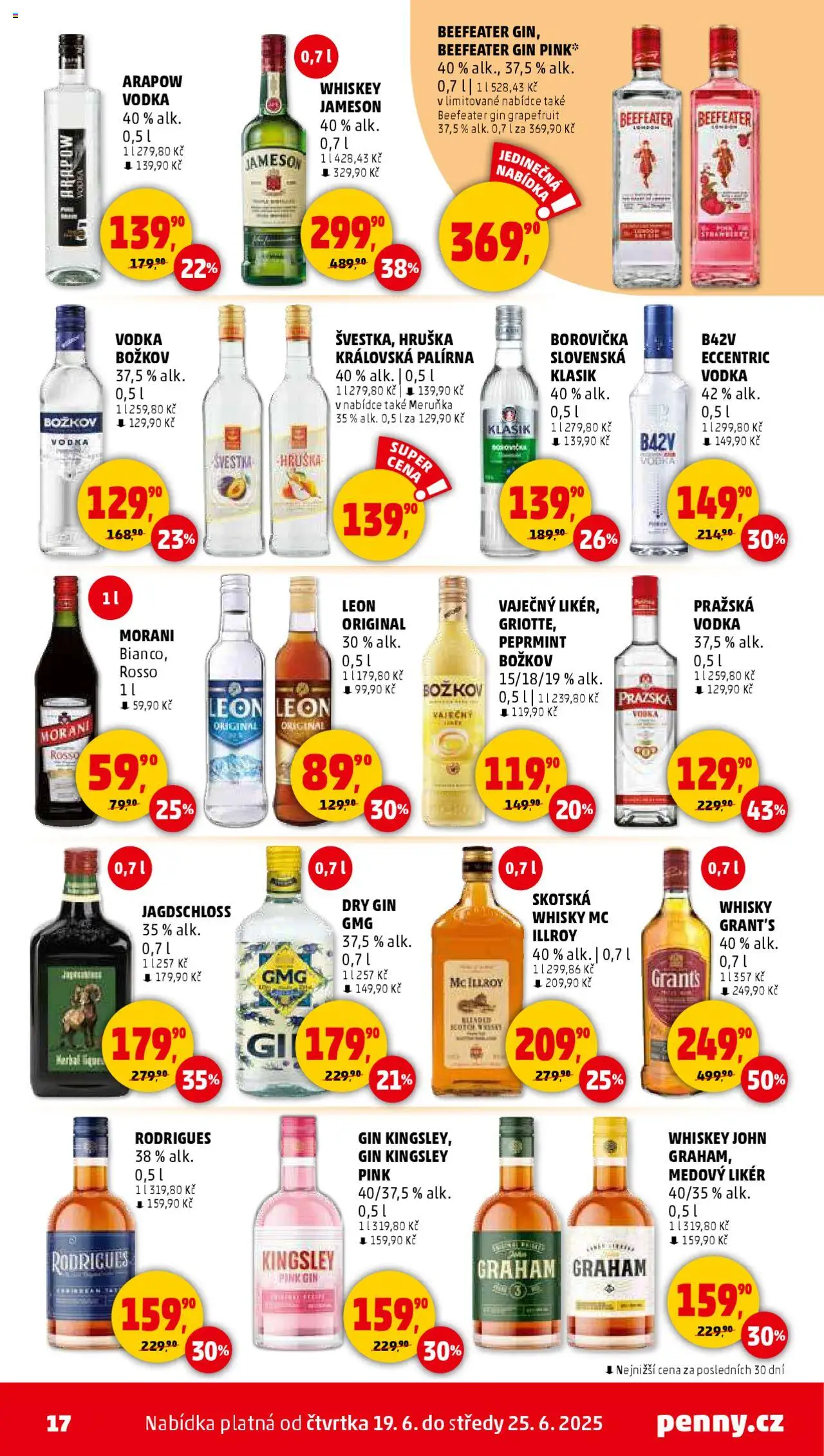 Penny Market leták - Čtvrtečník od 19.06.2025 | Strana: 17 | Produkty: Vodka Božkov, Jameson, Vodka, Likér