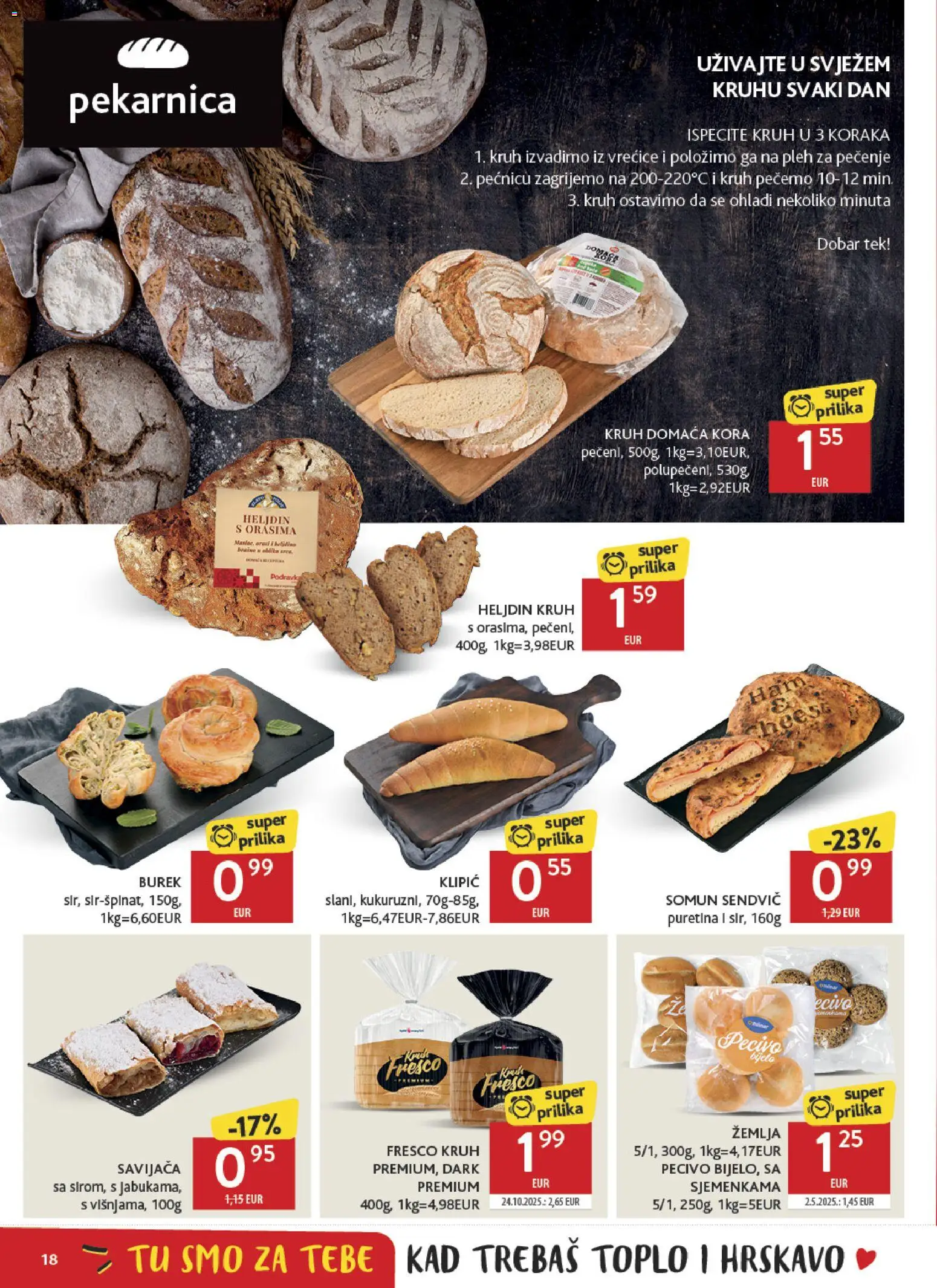 Konzum katalog | vrijedi od 04.03.2026 | Stranica: 18 | Proizvodi: Puretina, Somun, Burek, Pecivo