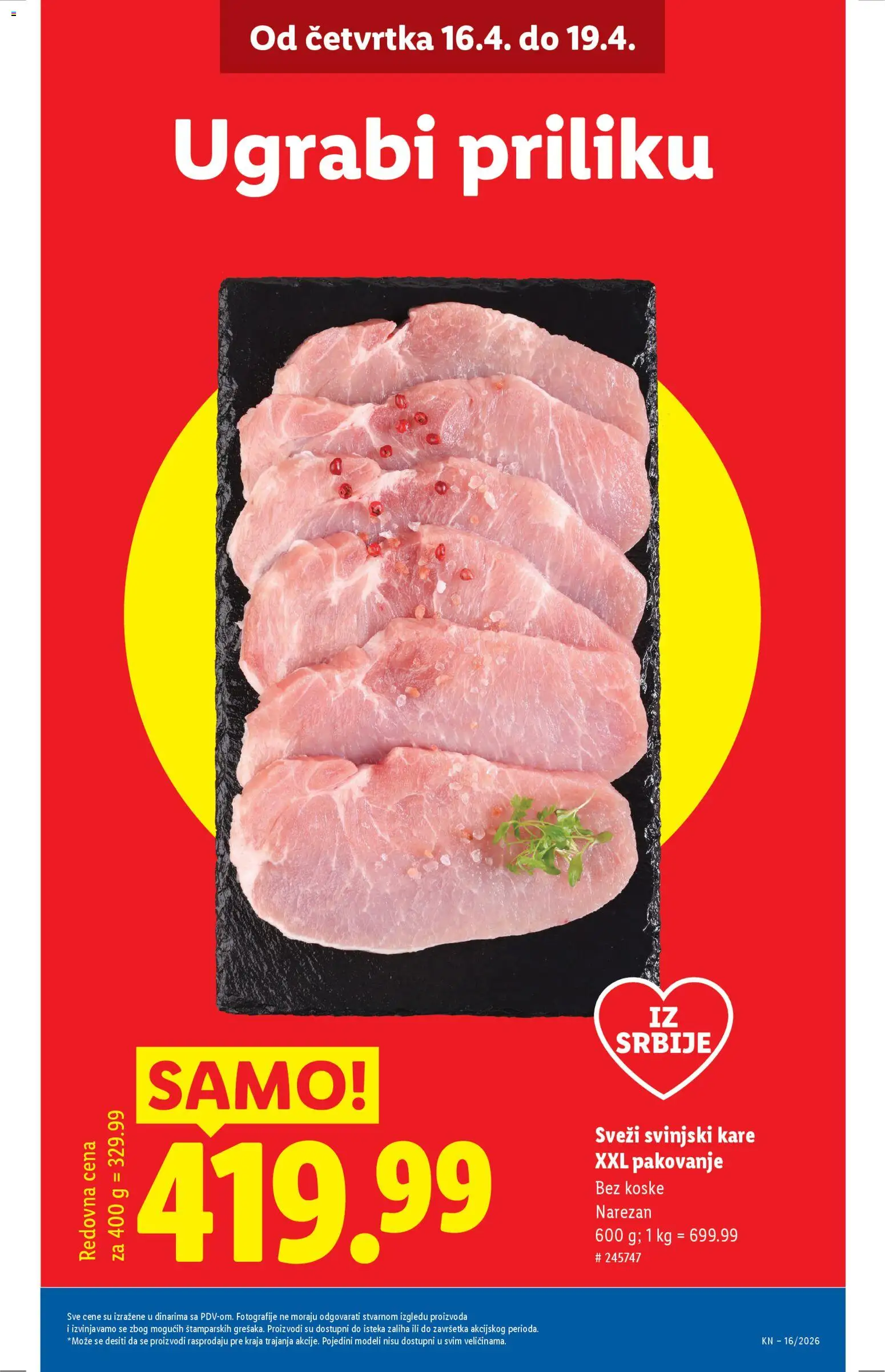 Lidl katalog - važi od 16.04.2026 | Strana: 3 | Proizvode: Svinjski kare, Pakovanje