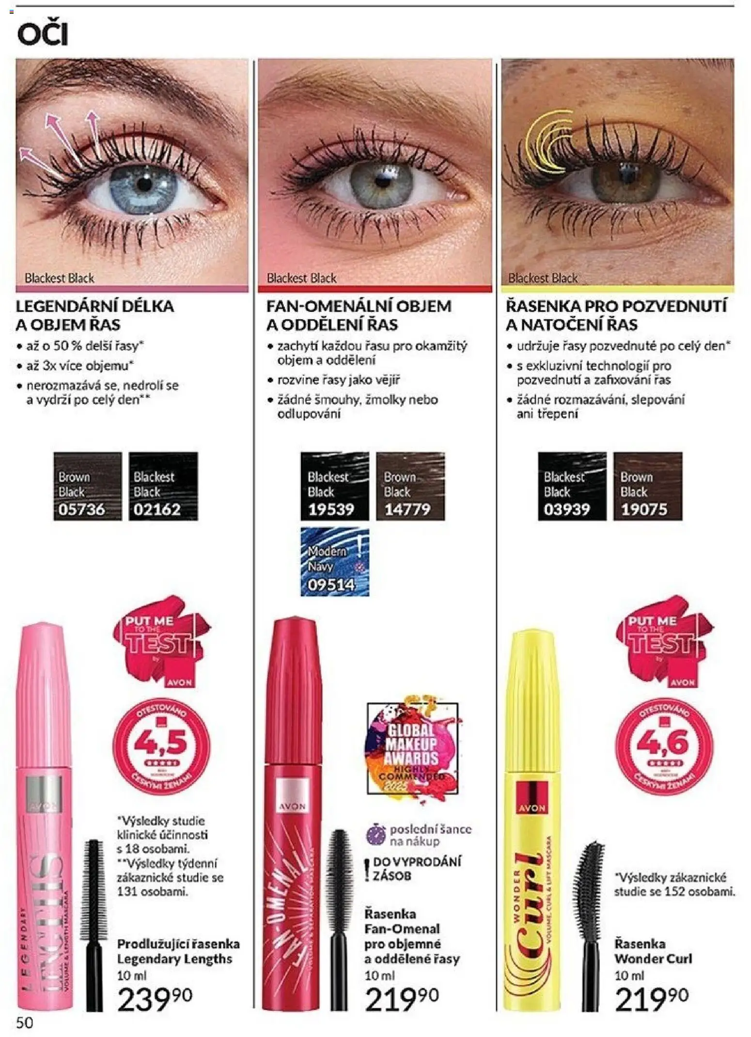 Avon Katalog 04/2026 od 01.04.2026 | Strana: 50 | Produkty: Makeup, Test, Řasenka