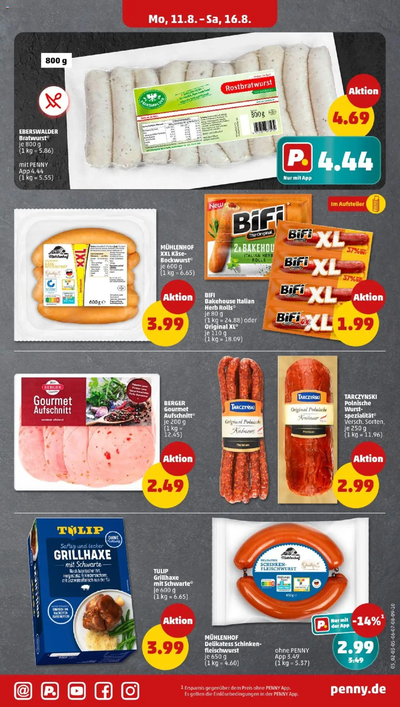 Penny - Niedersachsen - gültig ab dem 11.08.2025 | Seite: 5 | Produkte: Bockwurst, Käse, Schinken, Schweinefleisch