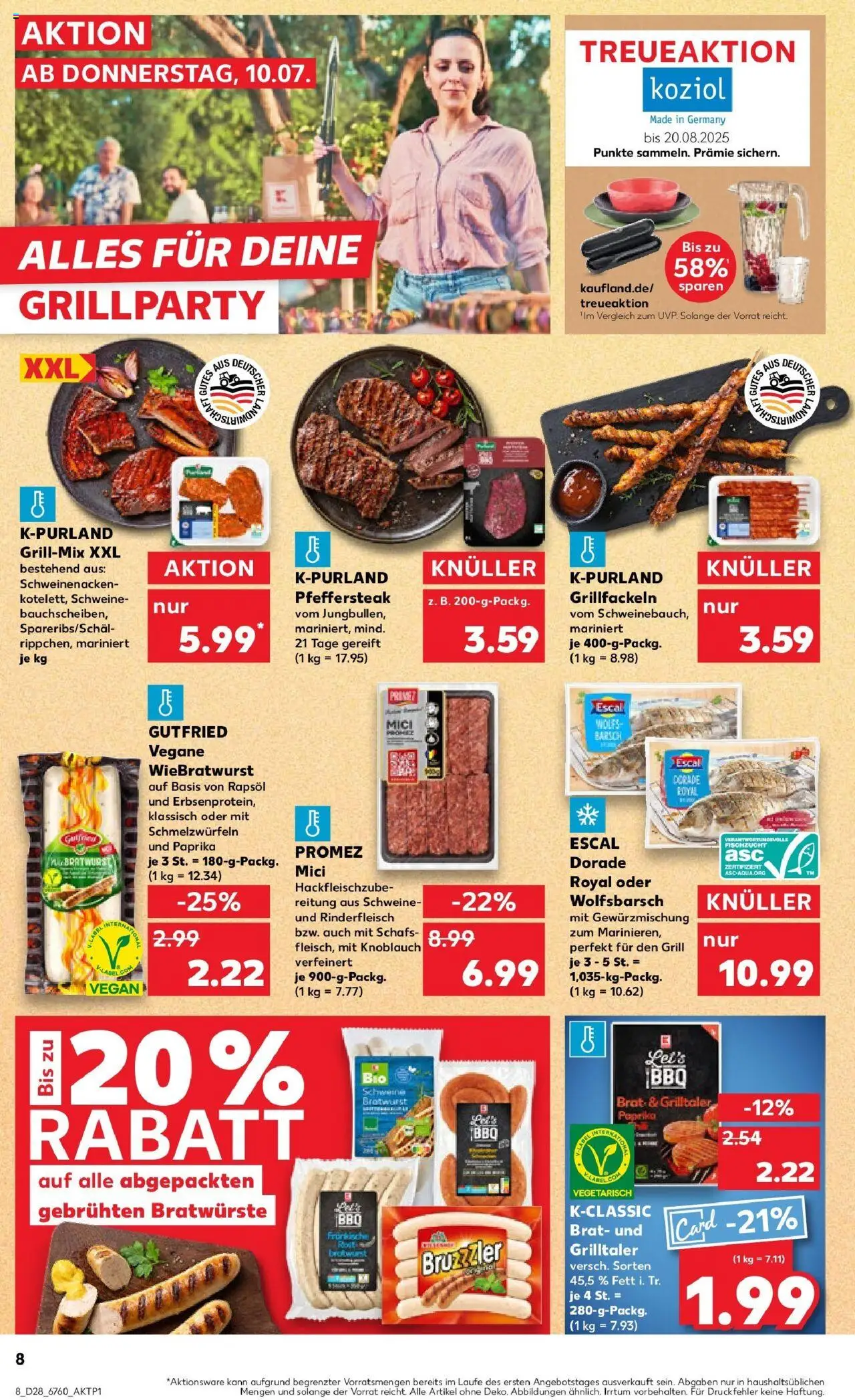 Kaufland prospekt Sulzbach-Rosenberg	 - gültig ab dem 09.07.2025 | Seite: 8 | Produkte: Grill, Rapsöl, Bratwurst, Paprika