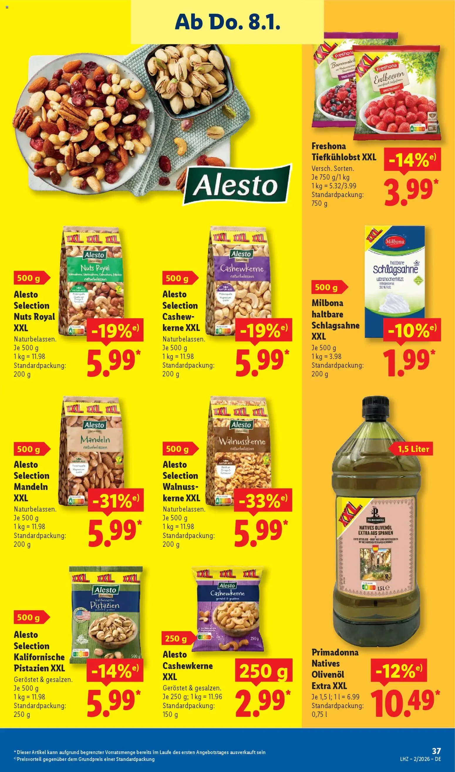 Lidl - Prospekt – gültig ab 05.01.2026 | Seite: 51 | Produkte: Schlagsahne, Olivenol, Mandeln, Pistazien