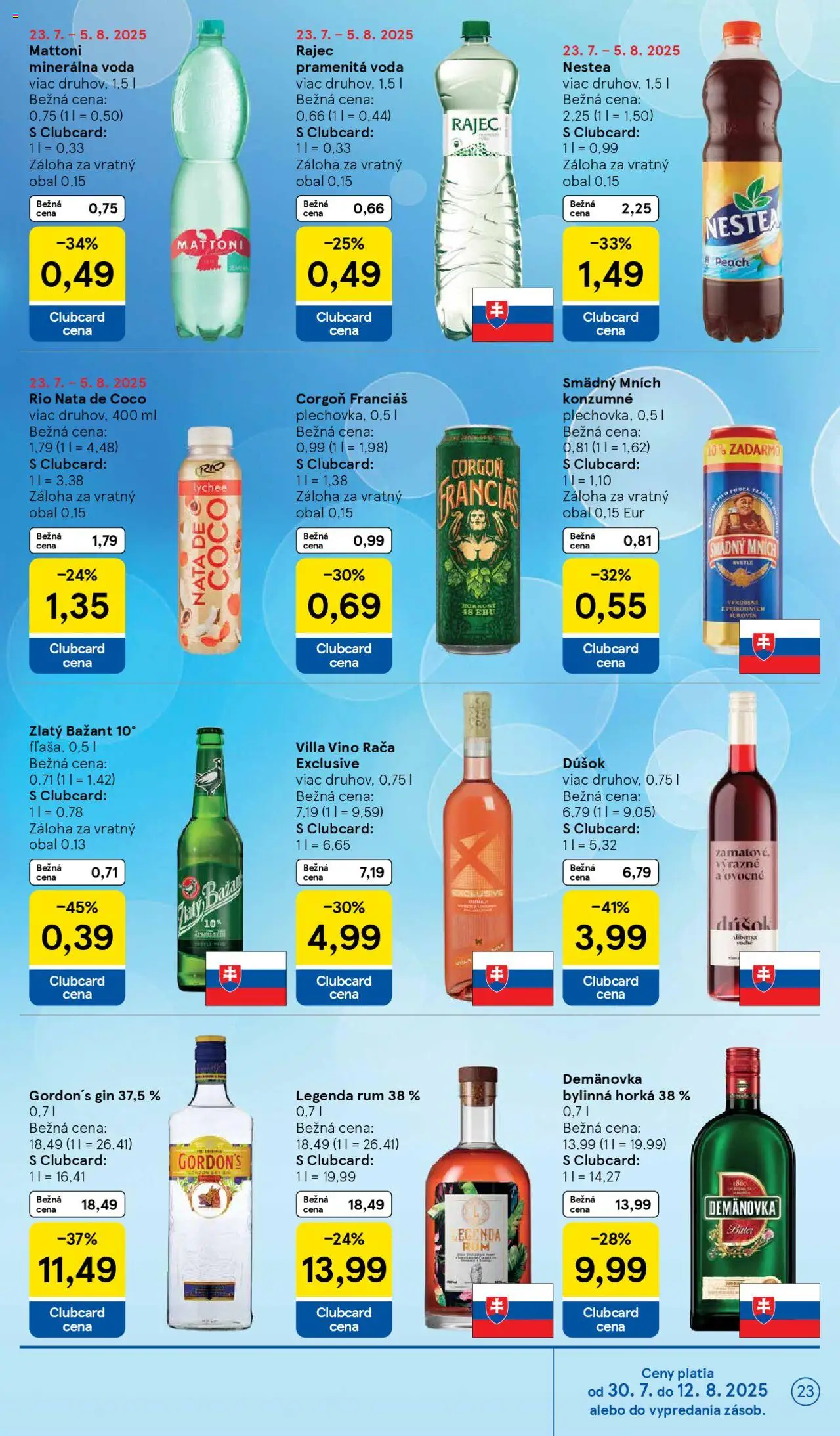 Tesco Hypermarket - leták │ platný od 30.07.2025 | Strana: 23 | Produkty: Víno, Corgoň, Voda, Rum