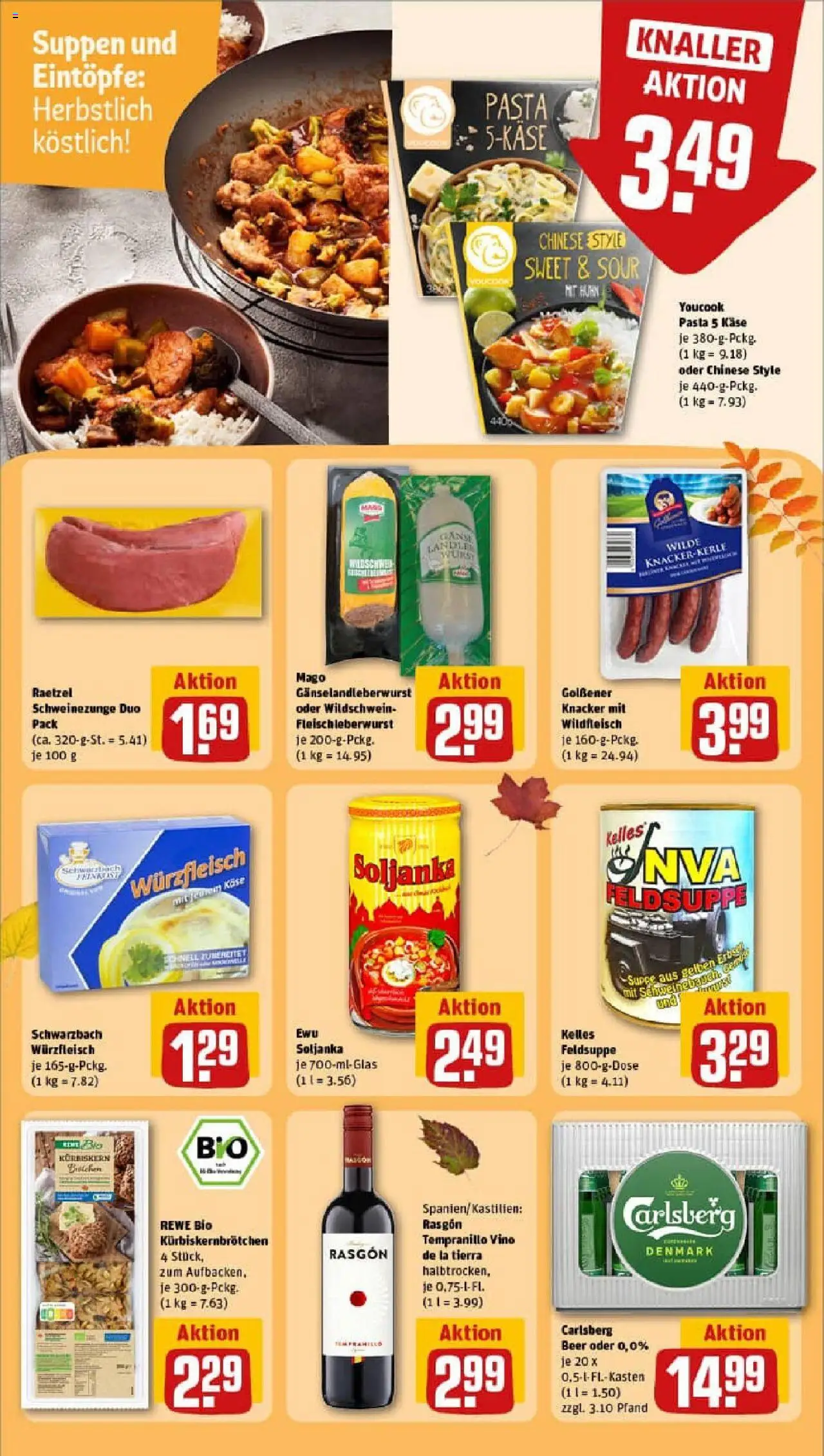 Rewe prospekt Neubrandenburg	 – gültig ab 13.10.2025 | Seite: 18 | Produkte: Youcook, Carlsberg, Erbse, Pasta