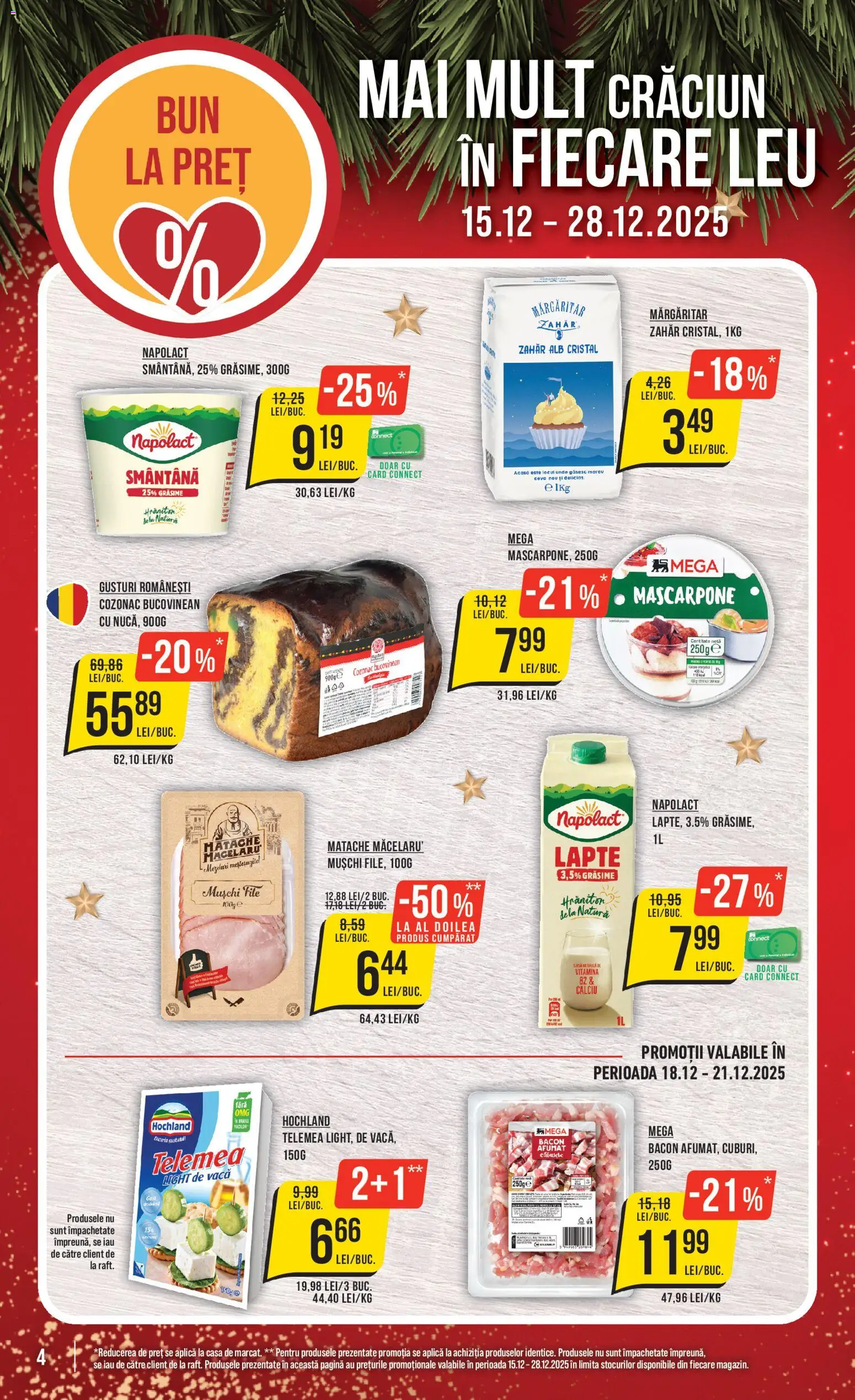Noul catalog Mega Image – valabil de la 18.12.2025 | Pagină: 4 | Produse: Lapte, Mascarpone, Smântână, Zahăr