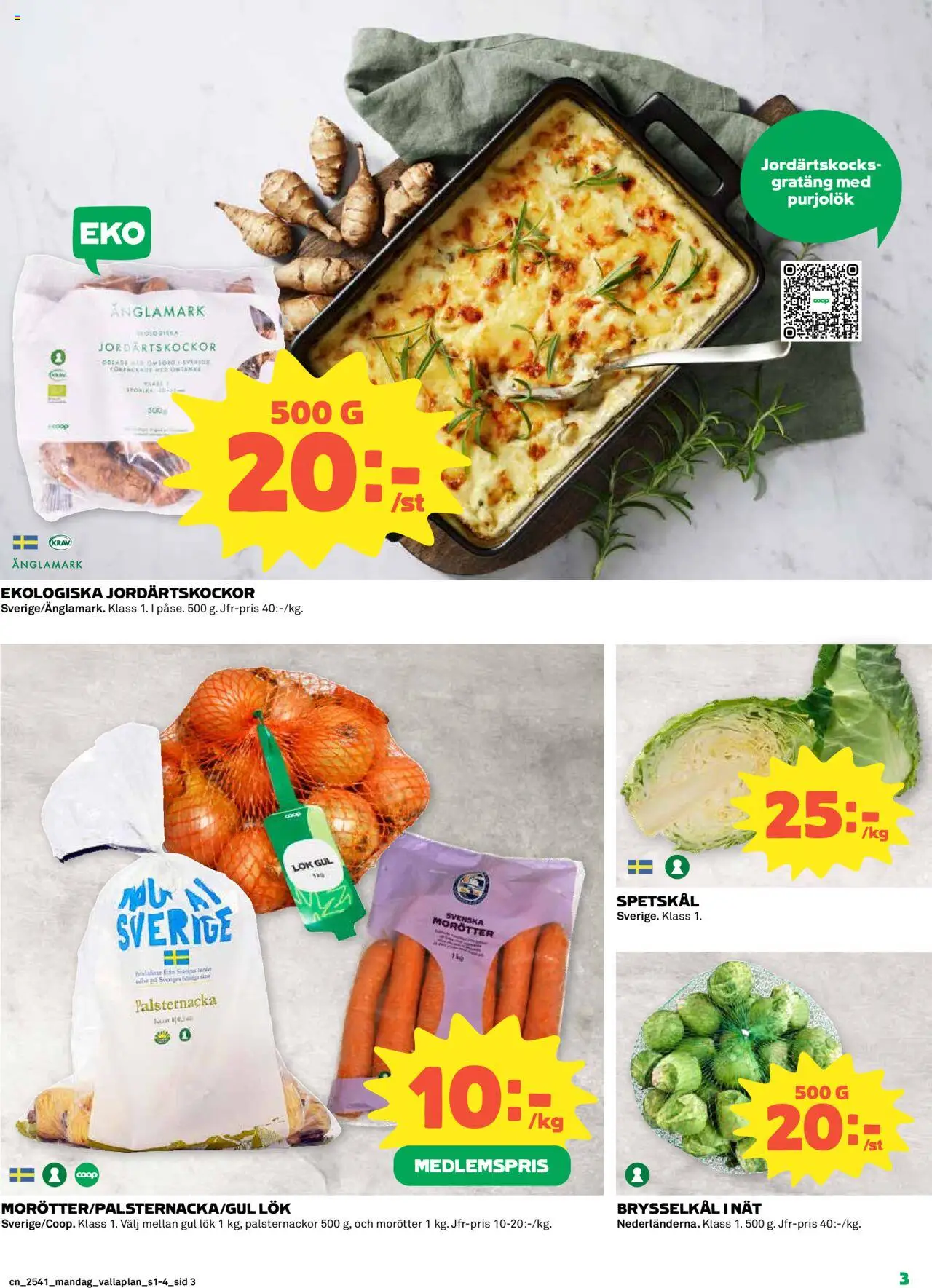 Coop reklamblad aktuell från 06.10.2025 | Sida: 3 | Produkter: Gul lök