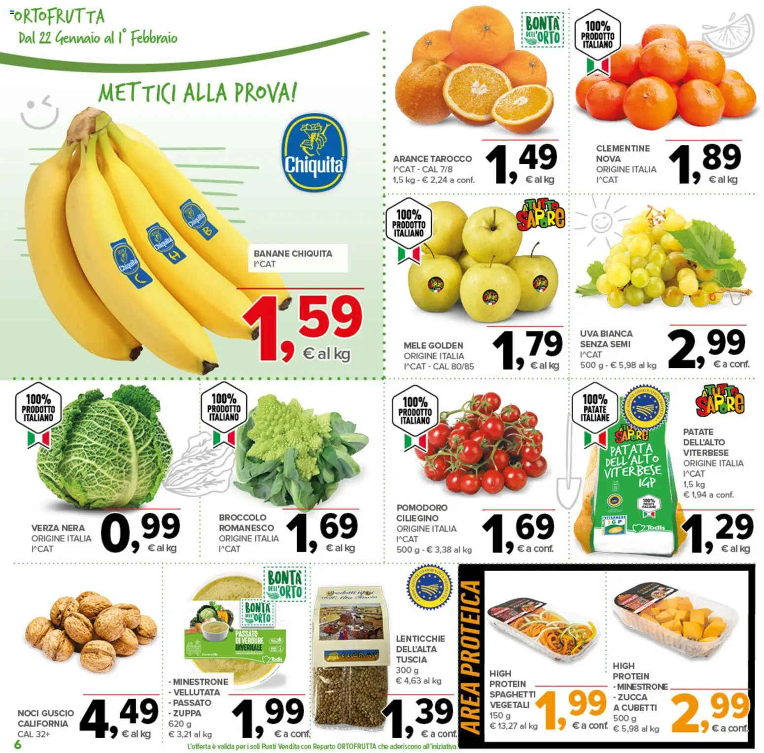 Volantino Todis del 22.01.2026 | Pagina: 6 | Prodotti: Mele, Pomodoro, Zucca, Uva