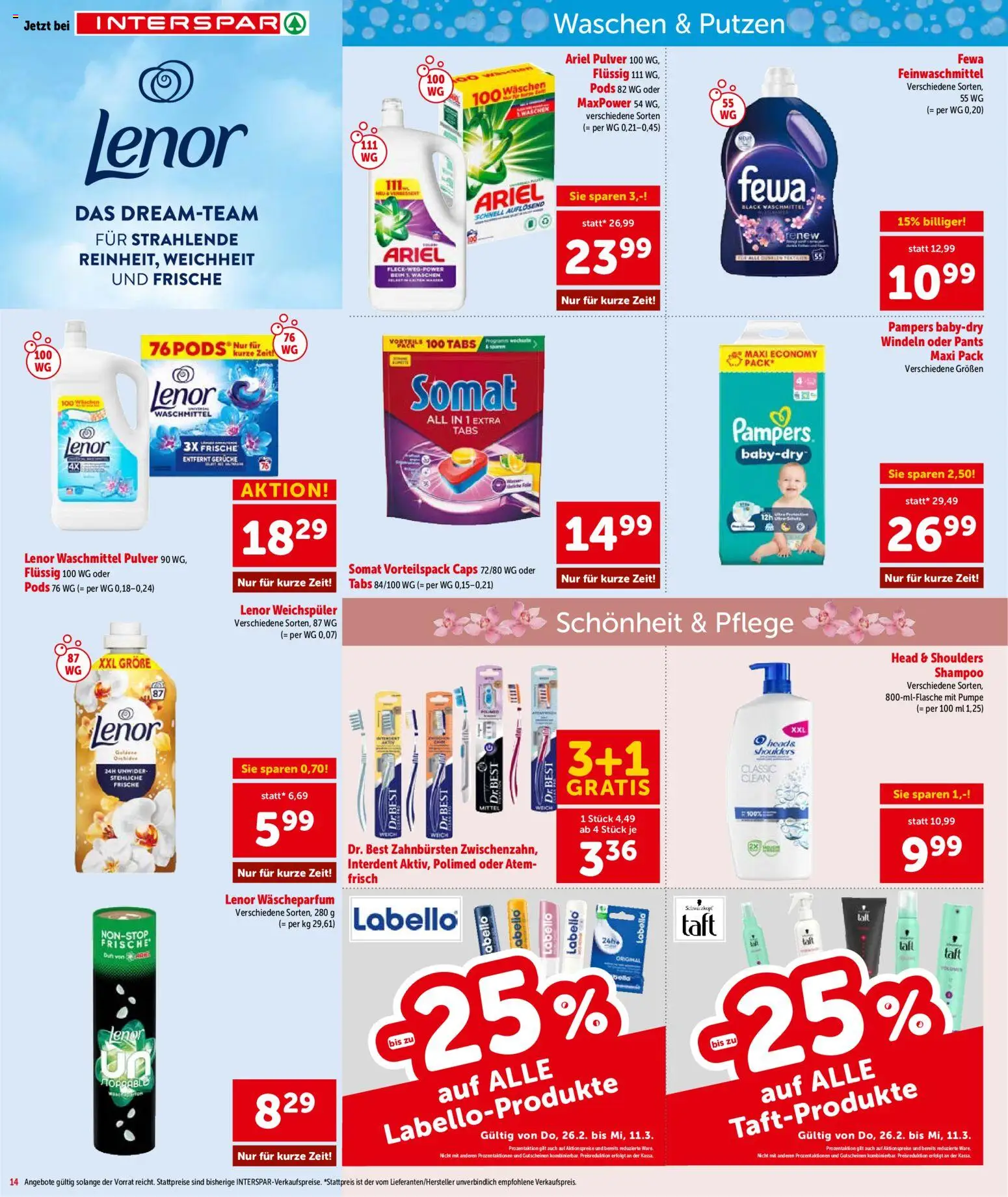 Interspar Flugblatt - Salzburg gültig ab 26.02.2026 | Seite: 15 | Produkte: Pampers, Shampoo, Weichspüler, Waschmittel