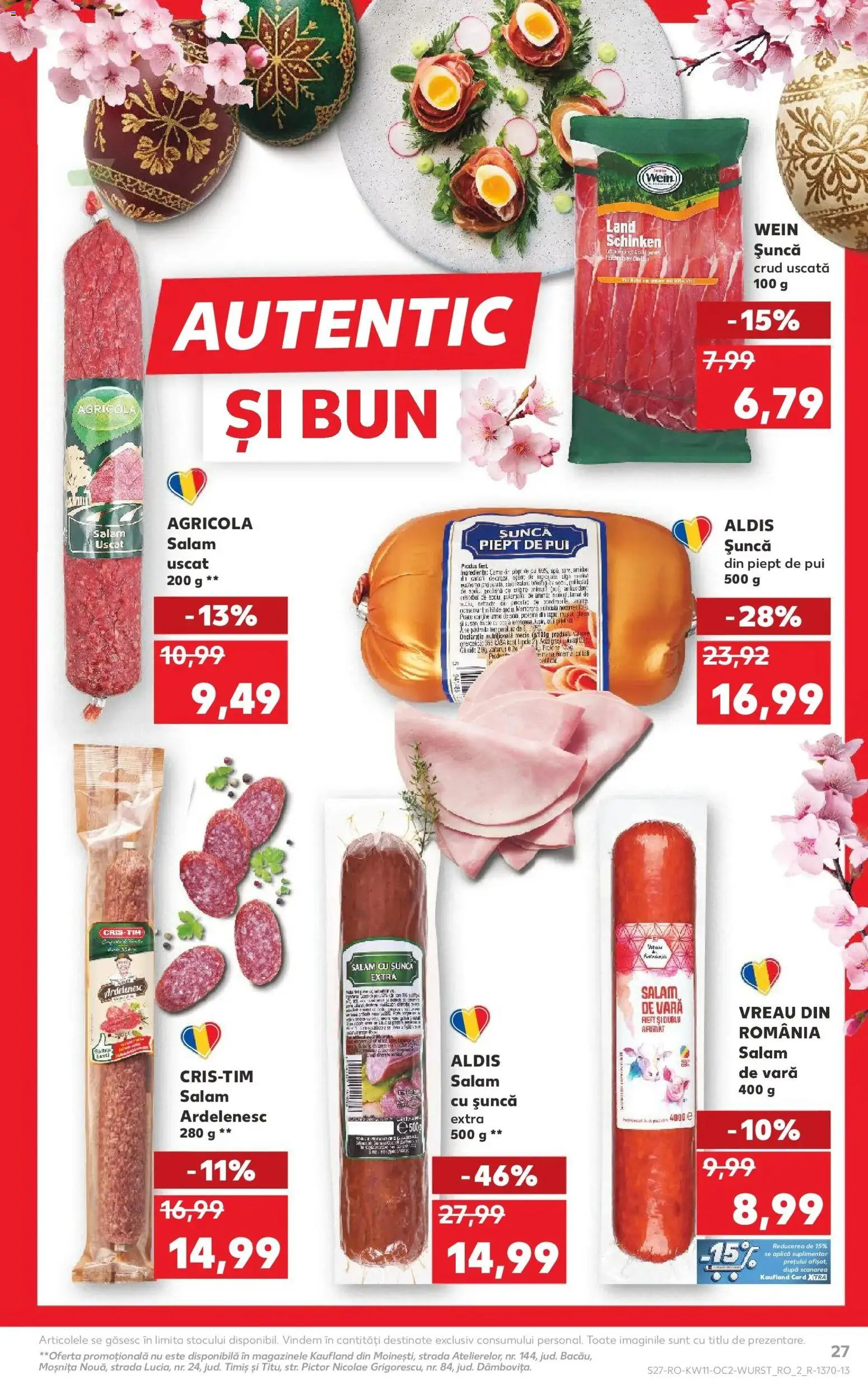 Noul catalog Kaufland – valabil de la 11.03.2026 | Pagină: 27 | Produse: Hacıyatmaz Kedi Oyuncağı, Salam, Șuncă