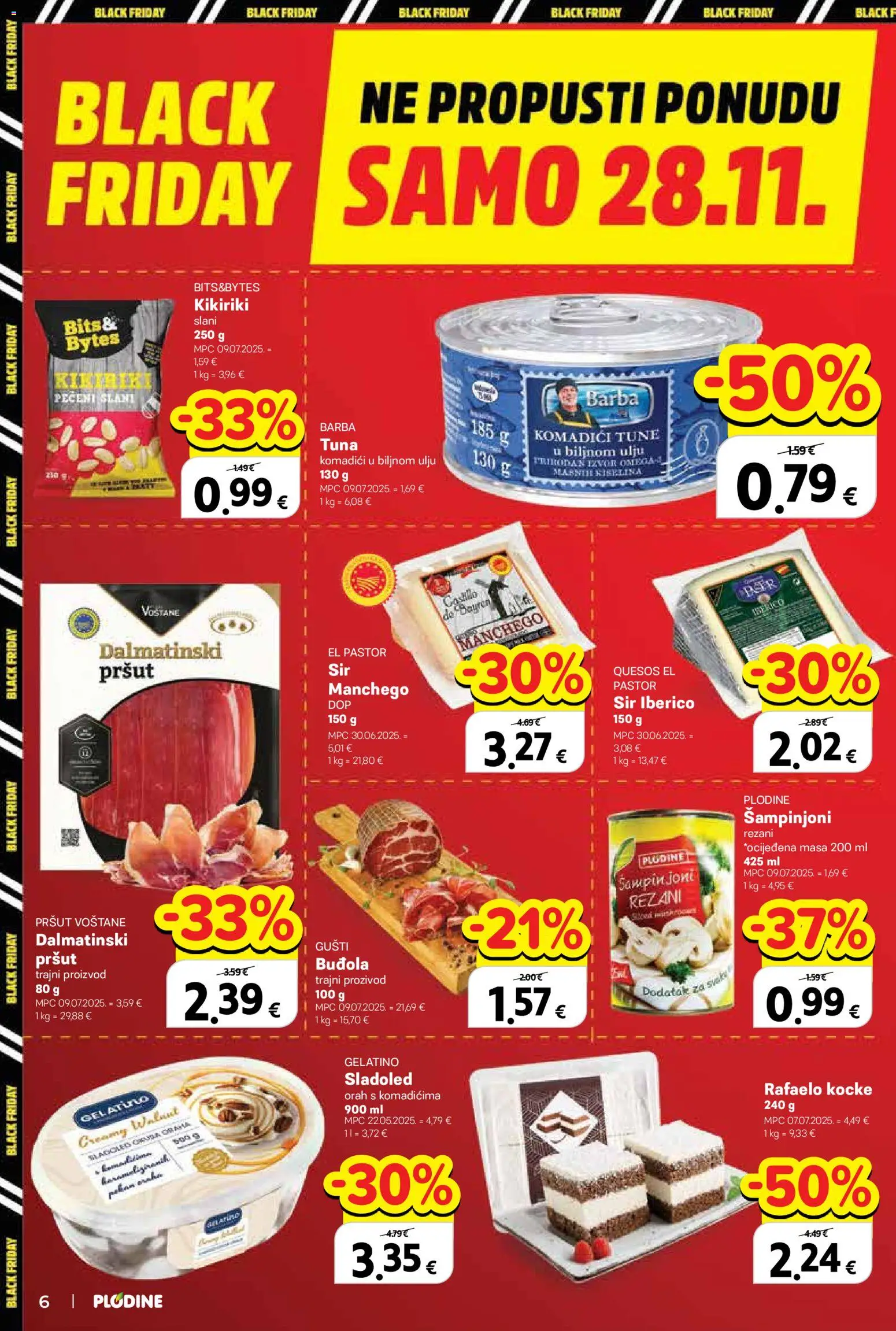 Plodine katalog | vrijedi od 26.11.2025 | Stranica: 6 | Proizvodi: Sir, Kikiriki, Sladoled, Tuna