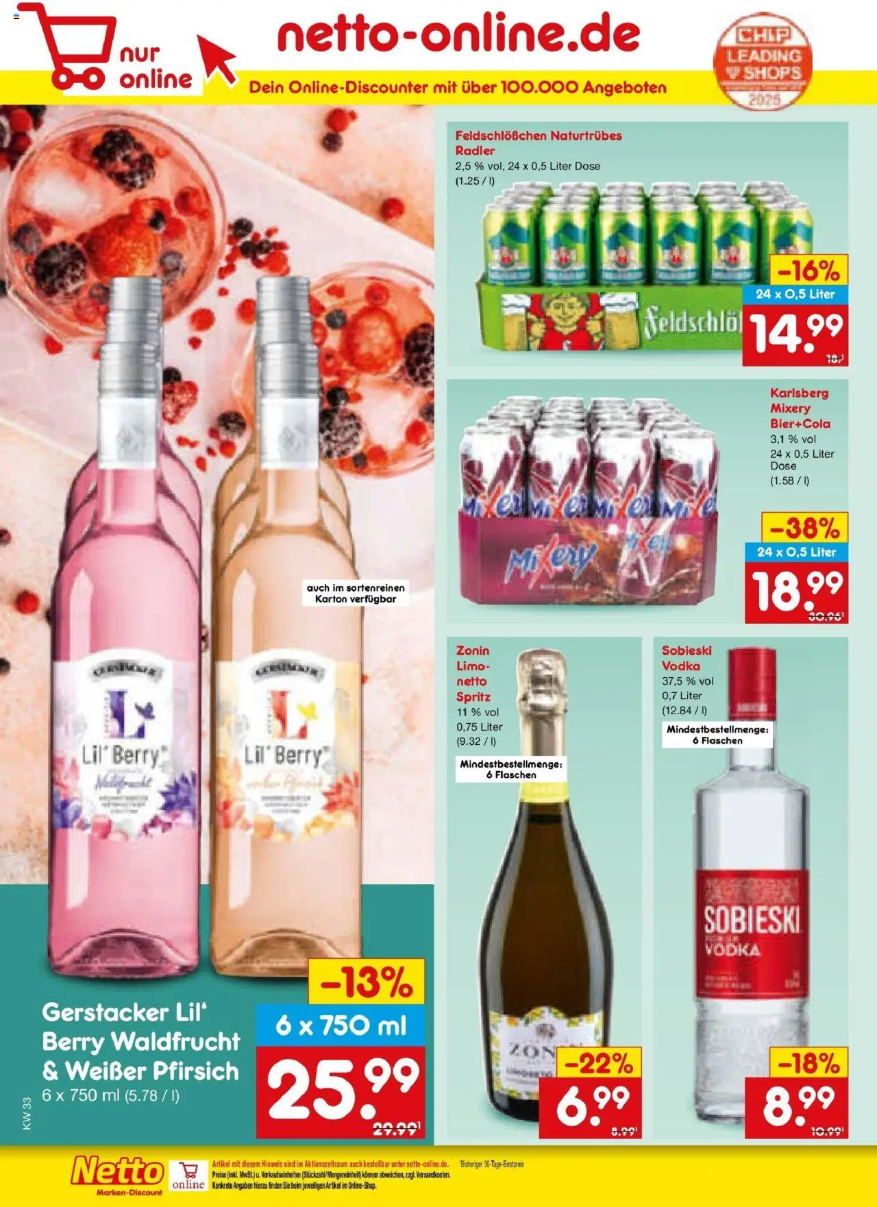 Netto Marken-Discount prospekt Lahnau	 - gültig ab dem 10.08.2025 | Seite: 28 | Produkte: Radler, Pfirsich, Mixery, Vodka