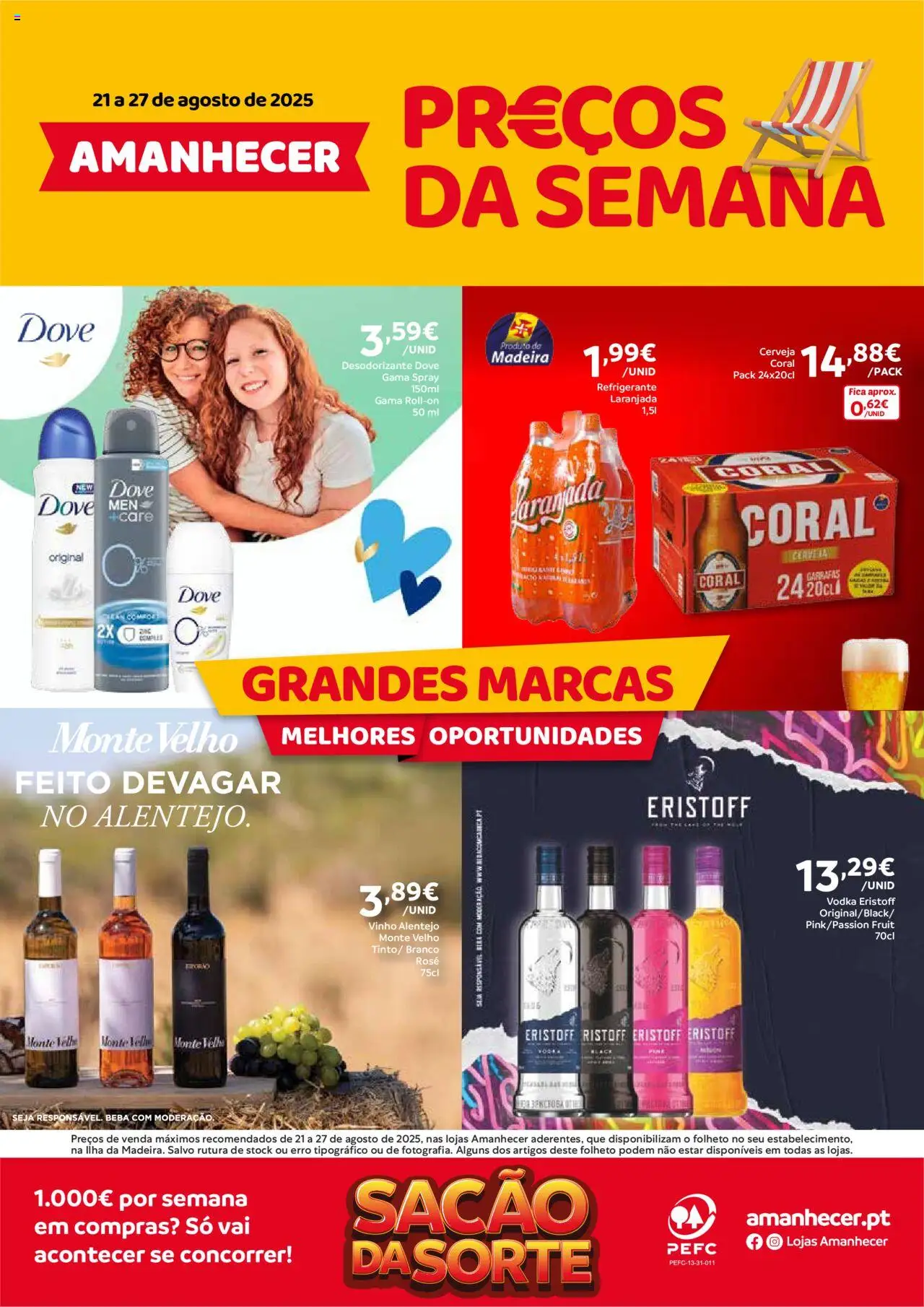Amanhecer Folheto Madeira │ válido de 21.08.2025 | Página: 1 | Produtos: Refrigerante, Vinho, Cerveja, Vodka