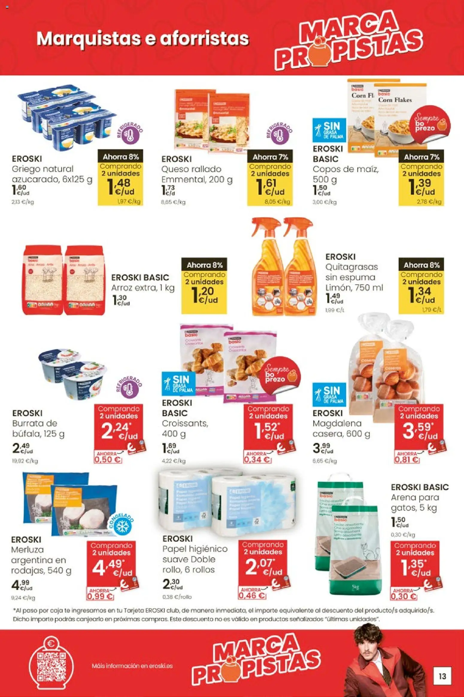 Eroski - Entroido do aforro │ válido desde el 29.01.2026 | Página: 13 | Productos: Papel higienico, Arroz, Té, Copos