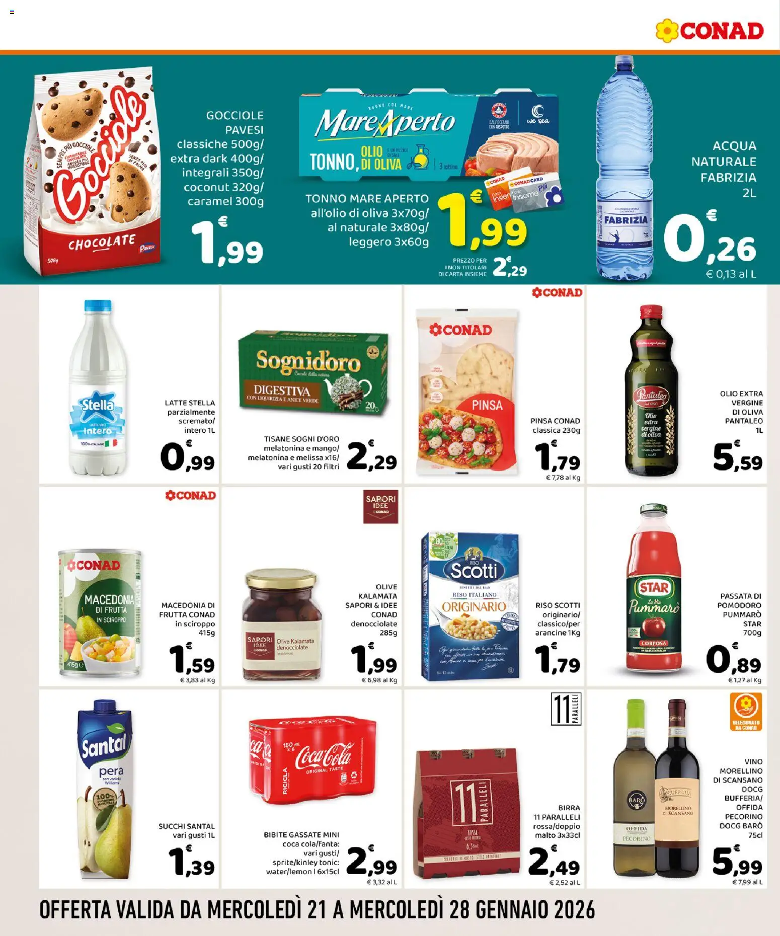 Volantino Conad del 21.01.2026 | Pagina: 4 | Prodotti: Birra, Frutta, Olive, Passata di pomodoro