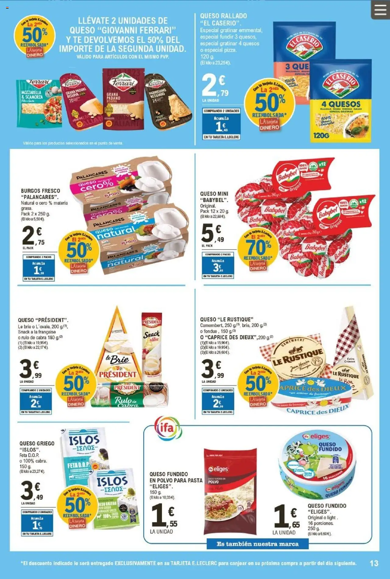 E.Leclerc folleto │ válido desde el 13.08.2025 | Página: 13 | Productos: Γραβάτα, Queso, Pasta, Té