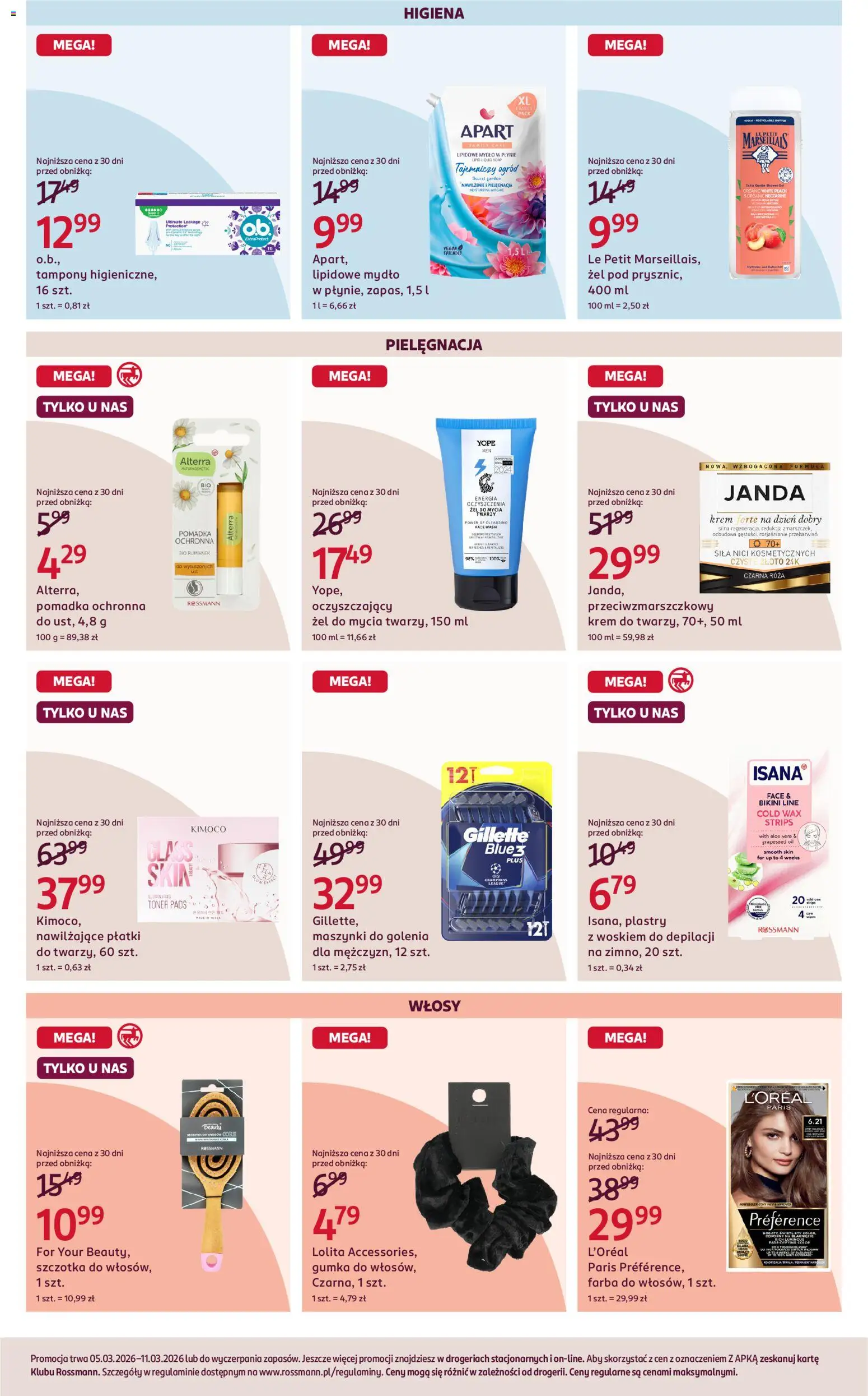 Rossmann gazetka od 05.03.2026 | Strona: 4 | Produkty: Toner, Mydło w płynie, Szczotka, Płatki