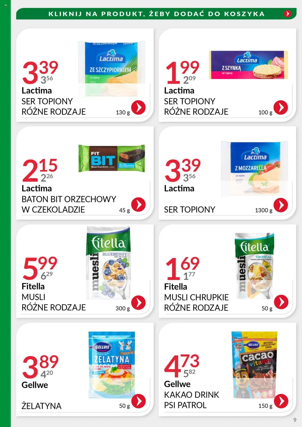Eurocash Gazetka - Oferta Handlowa MR Południowy Wschód od 04.08.2025 | Strona: 9 | Produkty: Ser topiony, Kakao, Żelatyna, Baton