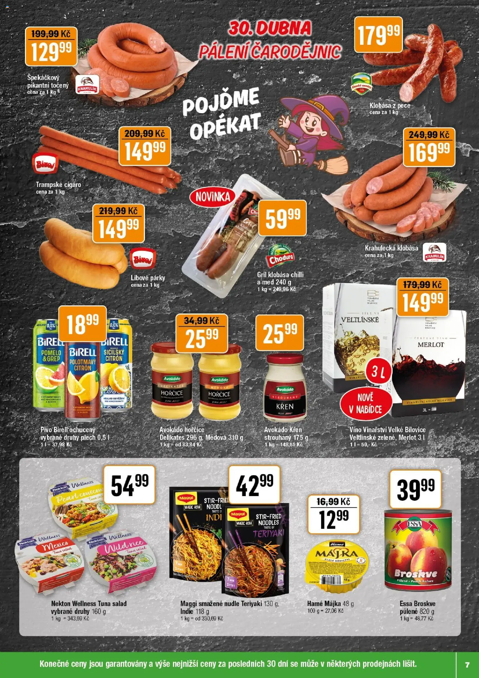 Tempo leták od 22.04.2026 | Strana: 7 | Produkty: Křen, Birell, Med, Broskve