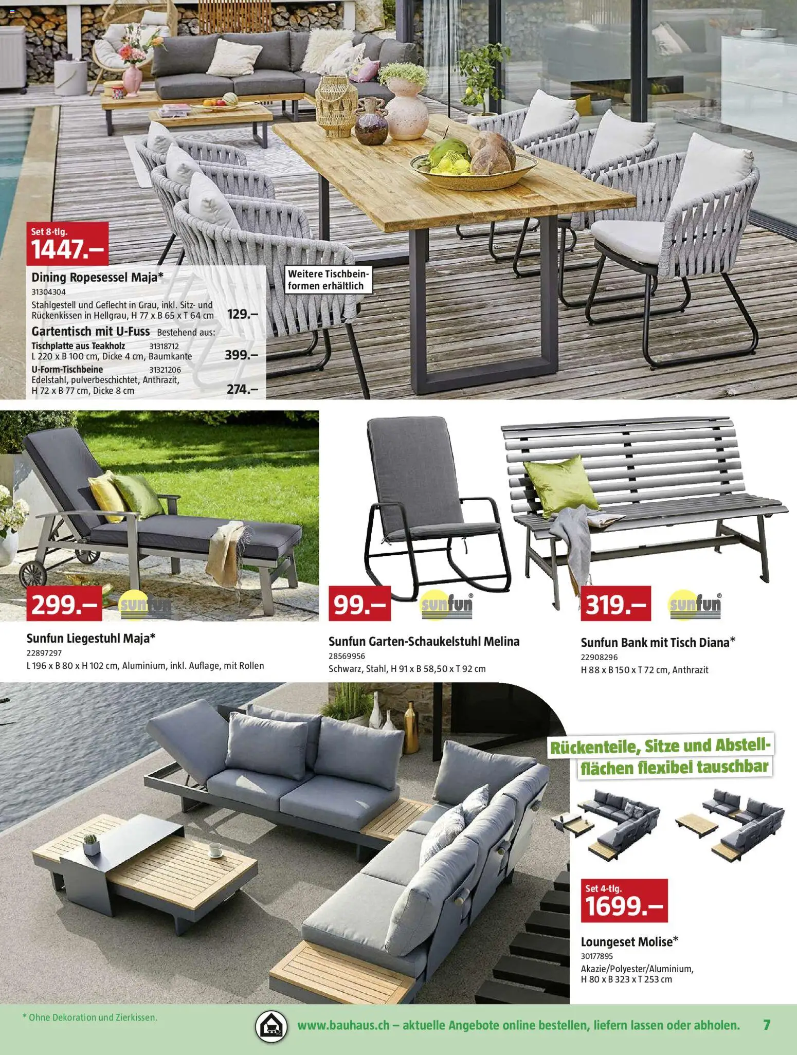 Bauhaus Aktionen – gültig ab 23.02.2026 | Seite: 7 | Produkte: Tisch, Liegestuhl