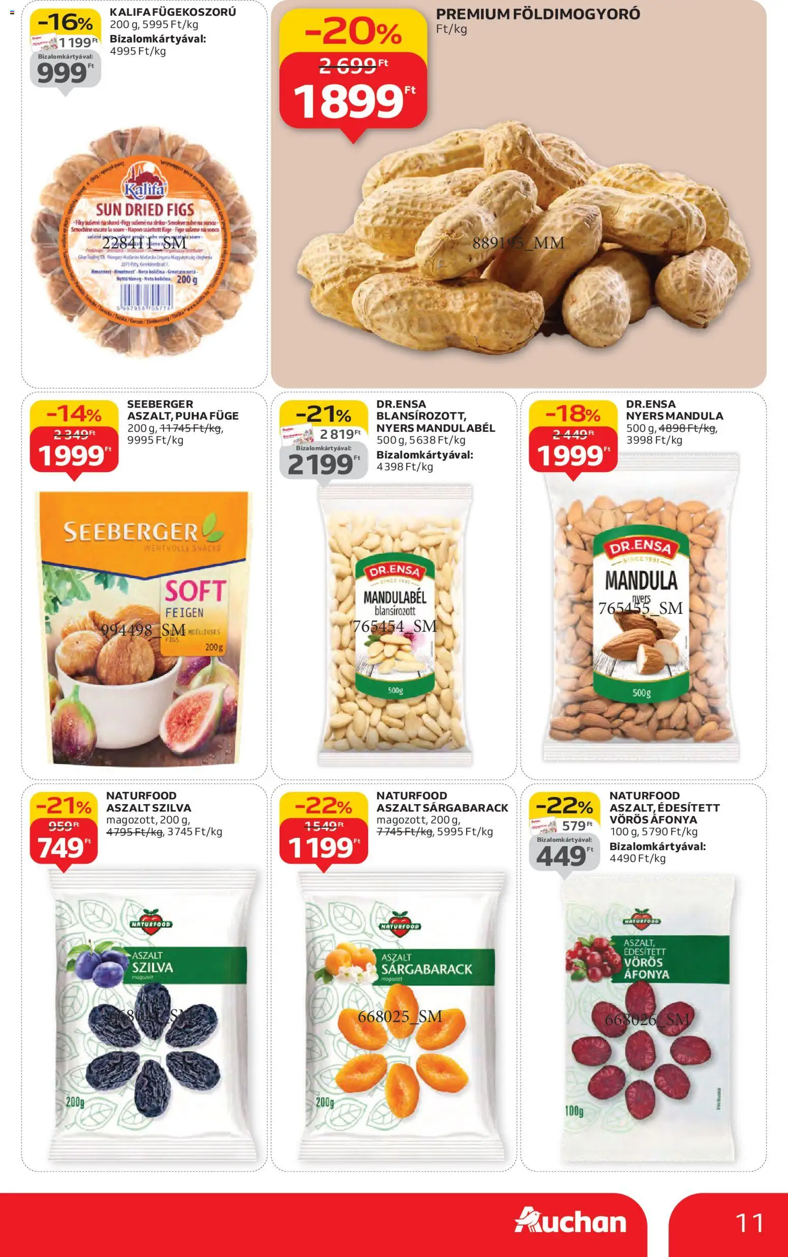 Auchan akciós ujság - amely érvényes a következő dátumtól: 13.11.2025 | Oldal: 11 | Termékek: Áfonya, Sárgabarack, Szilva, Aszalt szilva