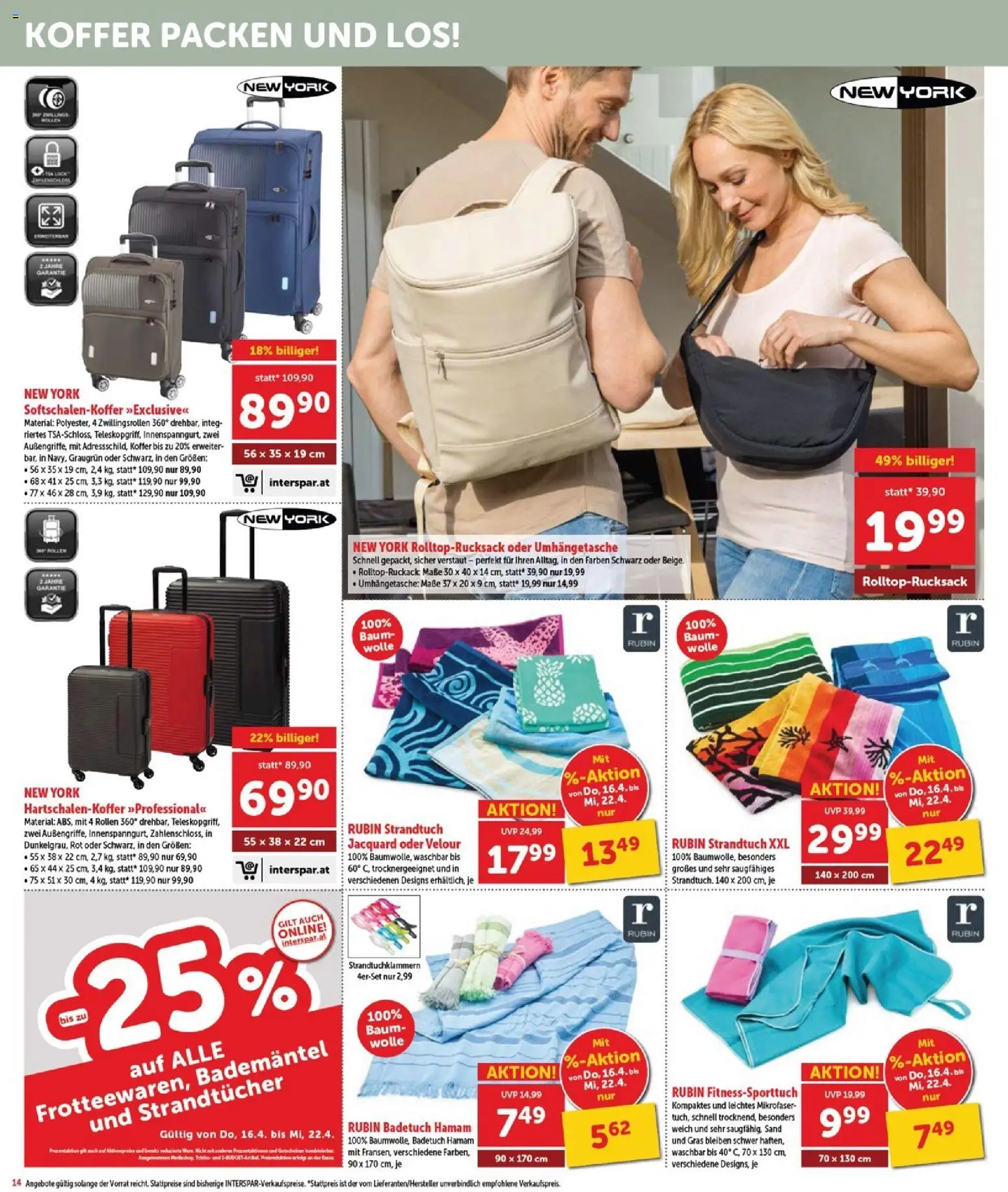 Interspar Flugblatt - Burgenland Sued gültig ab 16.04.2026 | Seite: 15 | Produkte: Bademantel, Koffer