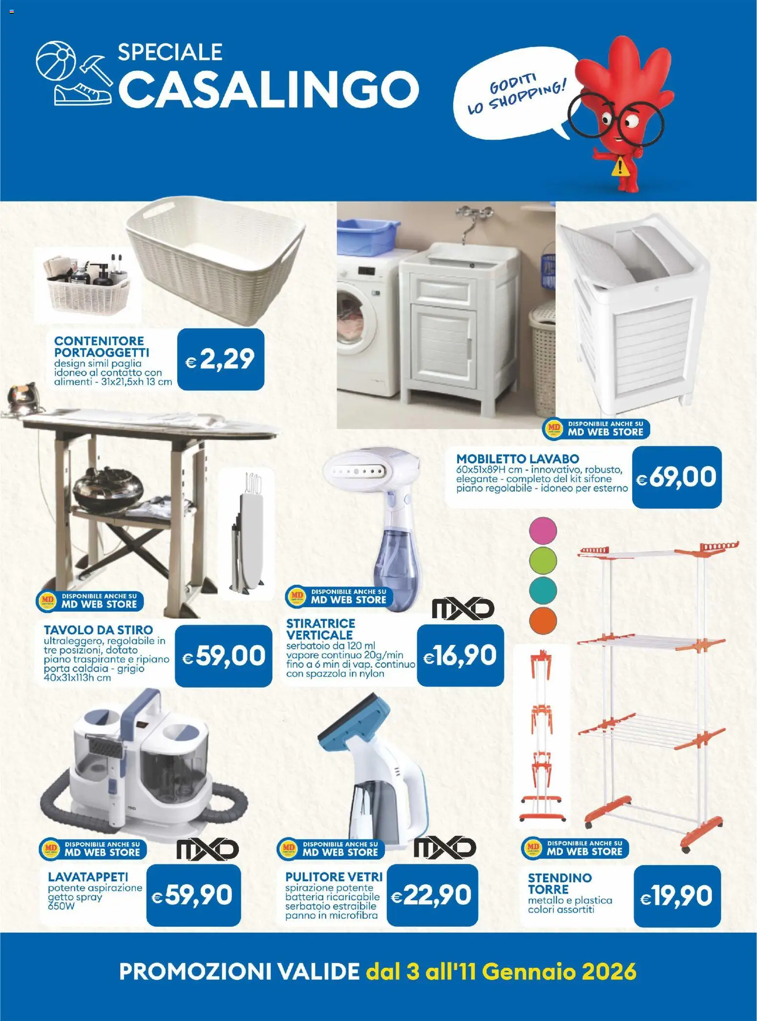 Volantino MD Discount del 03.01.2026 | Pagina: 27 | Prodotti: Ripiano, Caldaia, Stendino, Batteria