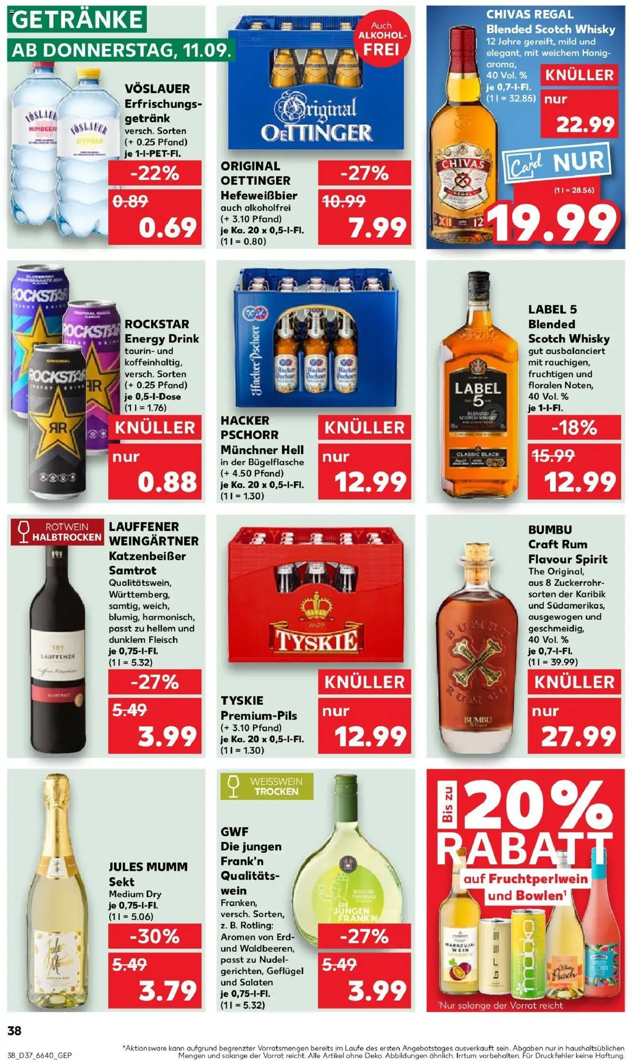 Kaufland prospekt Hauzenberg	 – gültig ab 14.09.2025 | Seite: 38 | Produkte: Sekt, Rum, Oettinger, Zitrone
