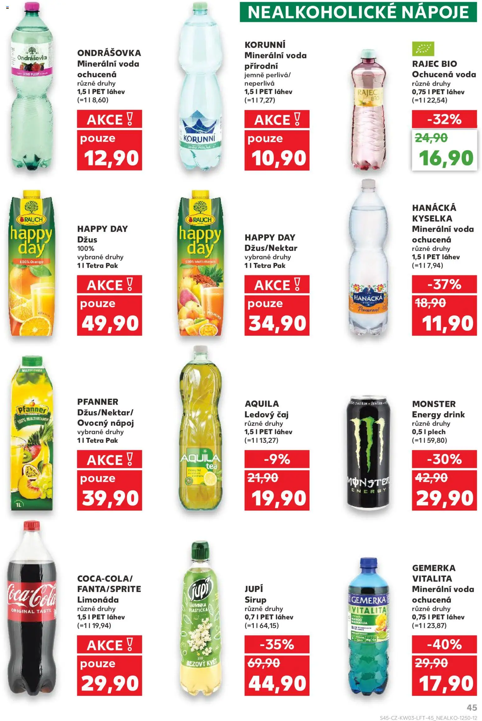 Kaufland leták - Plzeň Bory od 14.01.2026 | Strana: 45 | Produkty: Hanácká kyselka, Plech, Jupí, Monster Energy