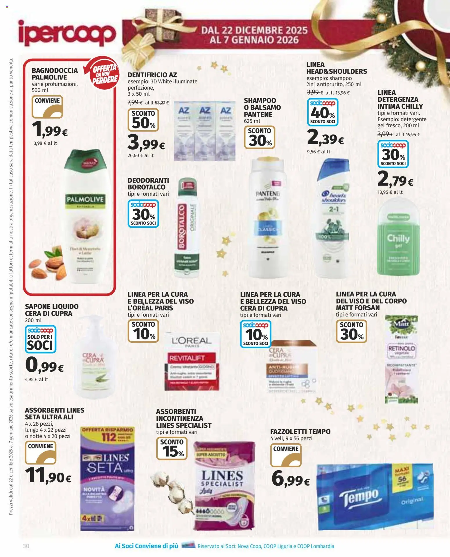 Volantino Ipercoop del 22.12.2025 | Pagina: 30 | Prodotti: Balsamo, Dentifricio, Detergente, Fazzoletti