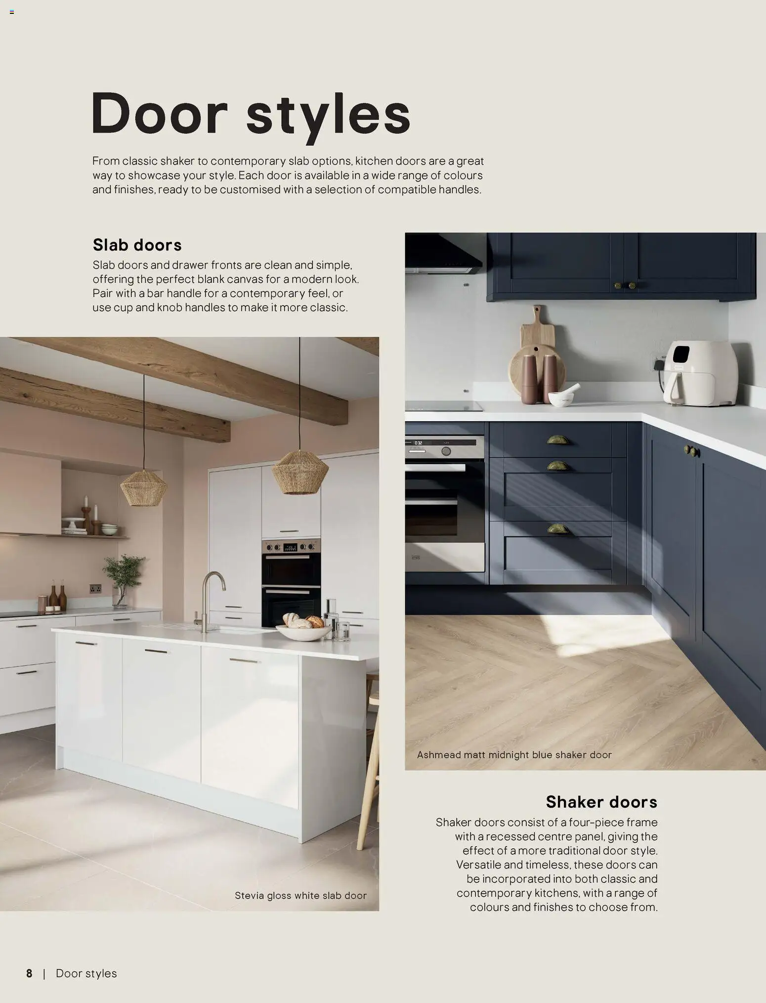 {H1} | Page: 8 | Products: Drawer fronts, Bar handle, Handle, Kitchen